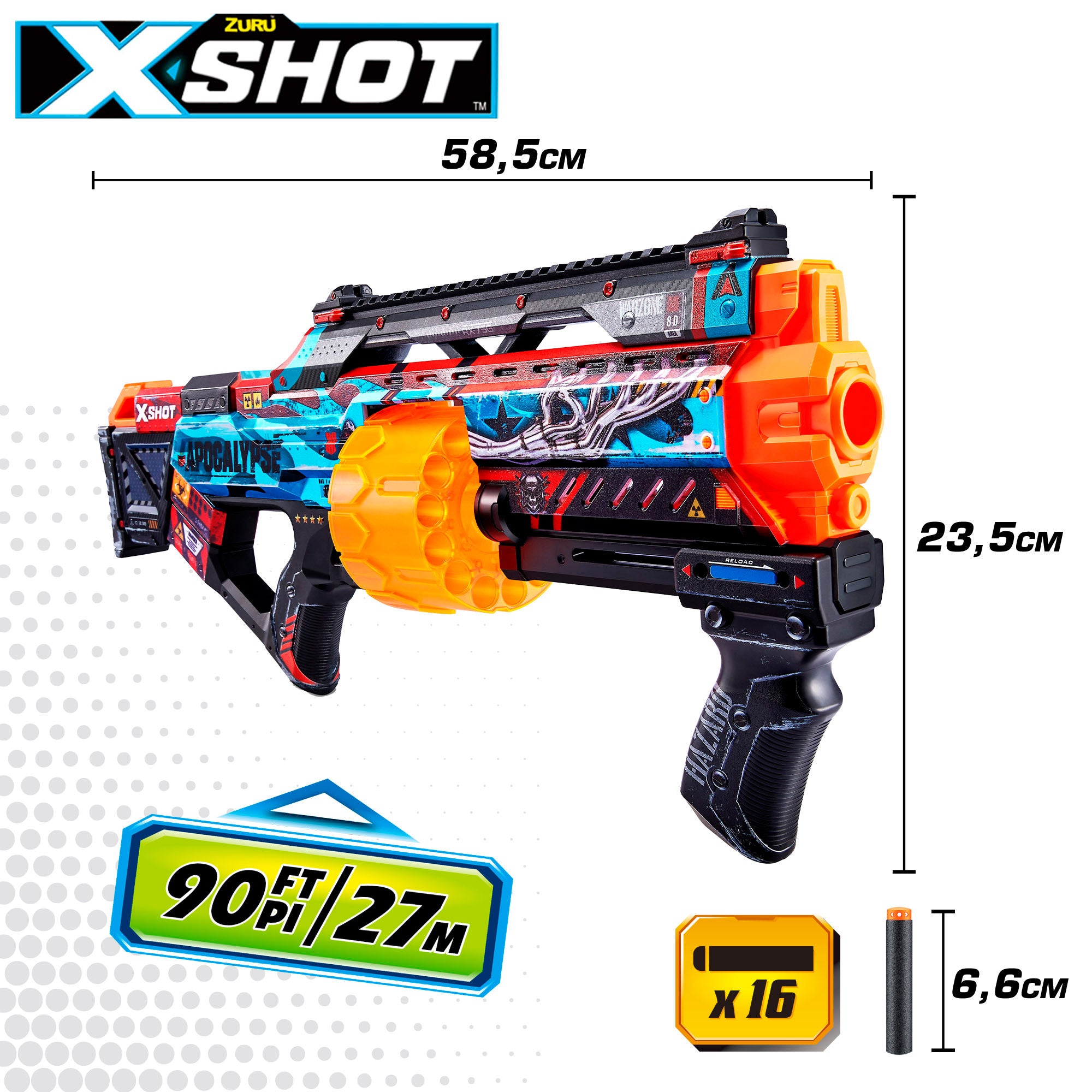 X-Shot Skins Pistola de juguete con 16 dardos de espuma
