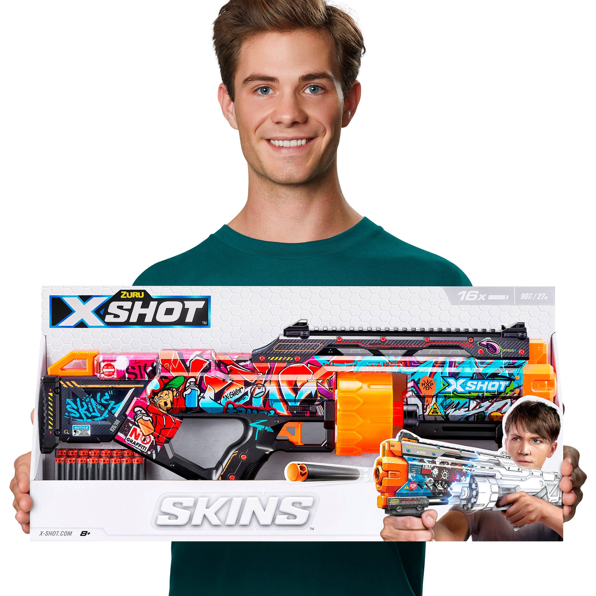 X-Shot Skins Pistola de juguete con 16 dardos de espuma