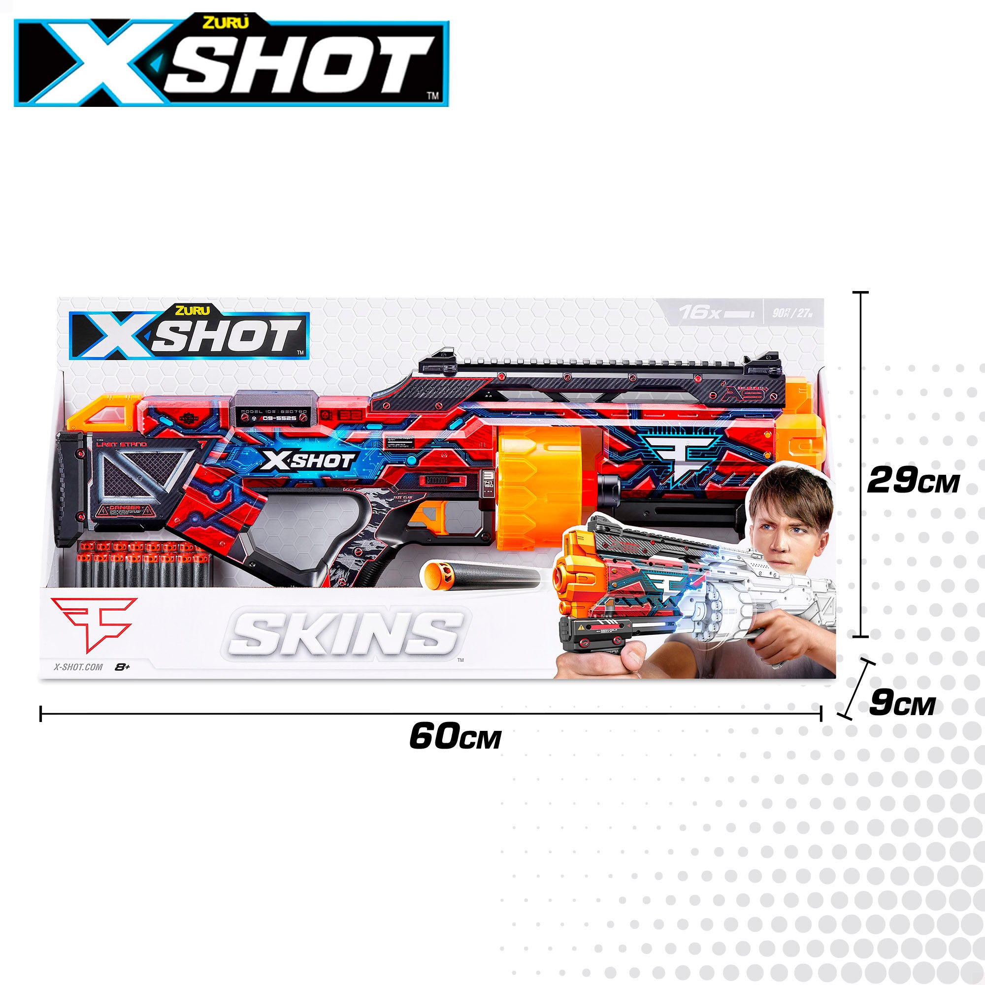 X-Shot Skins Pistola de juguete con 16 dardos de espuma