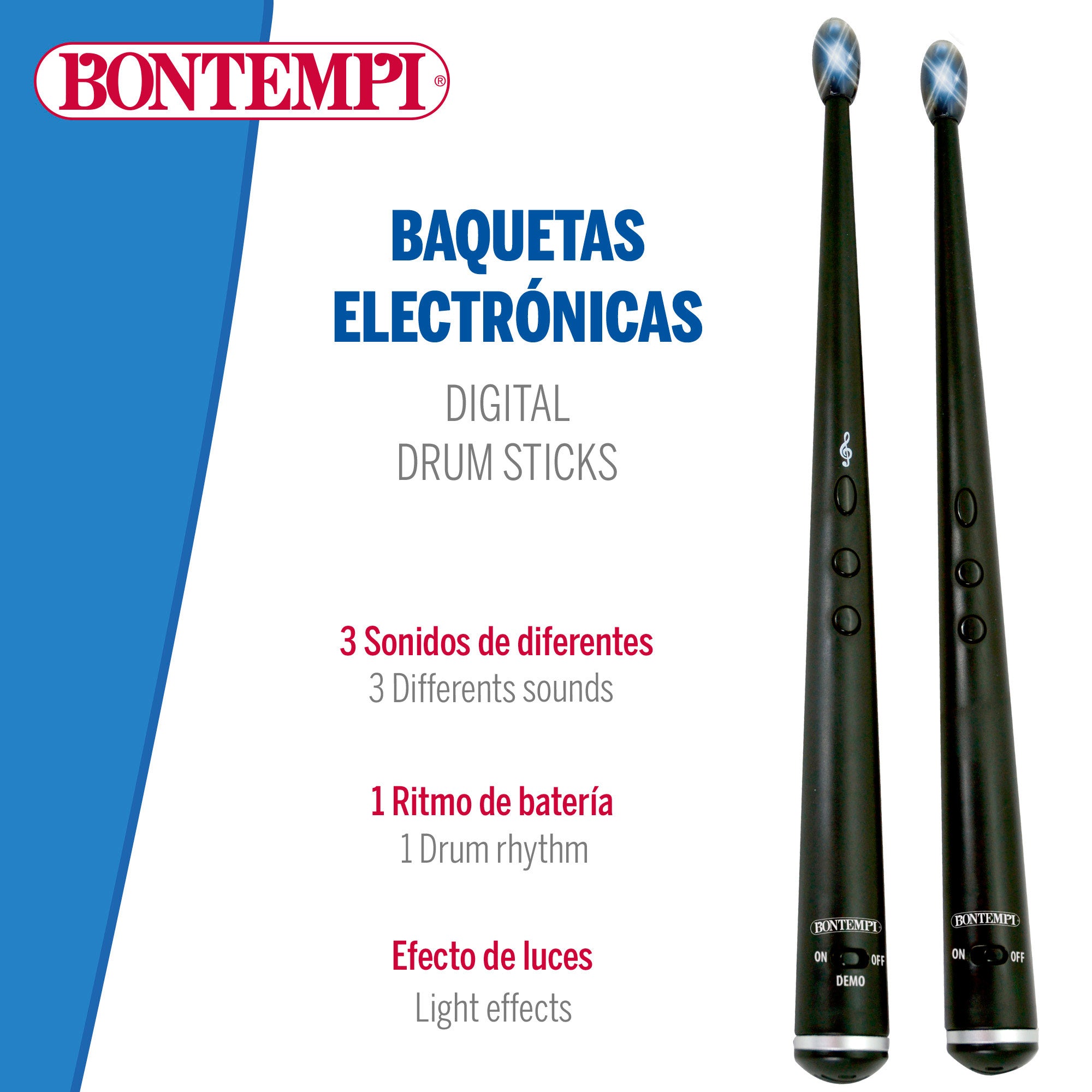 Baquetas eléctricas de juguete con luz y sonido Bontempi