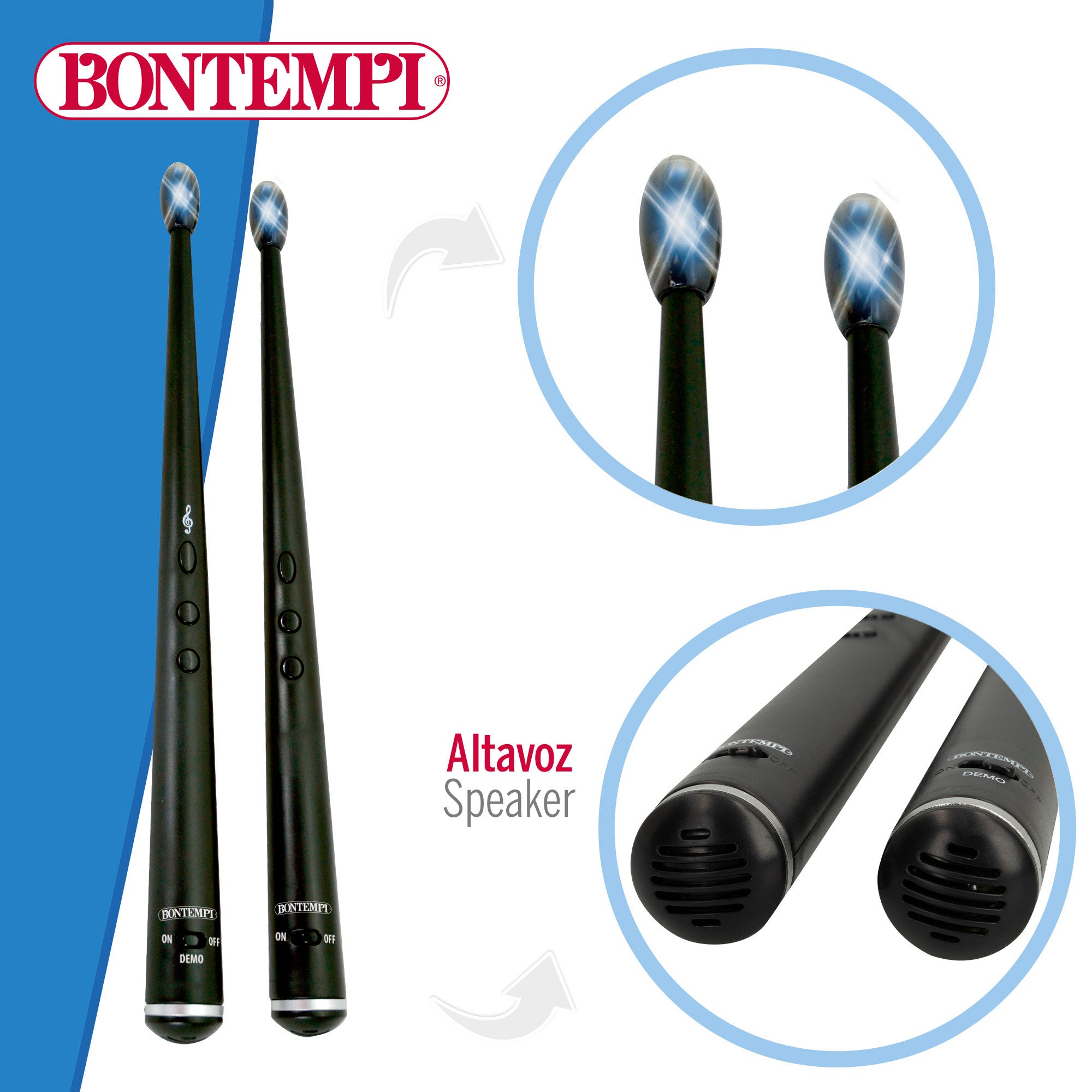 Baquetas eléctricas de juguete con luz y sonido Bontempi