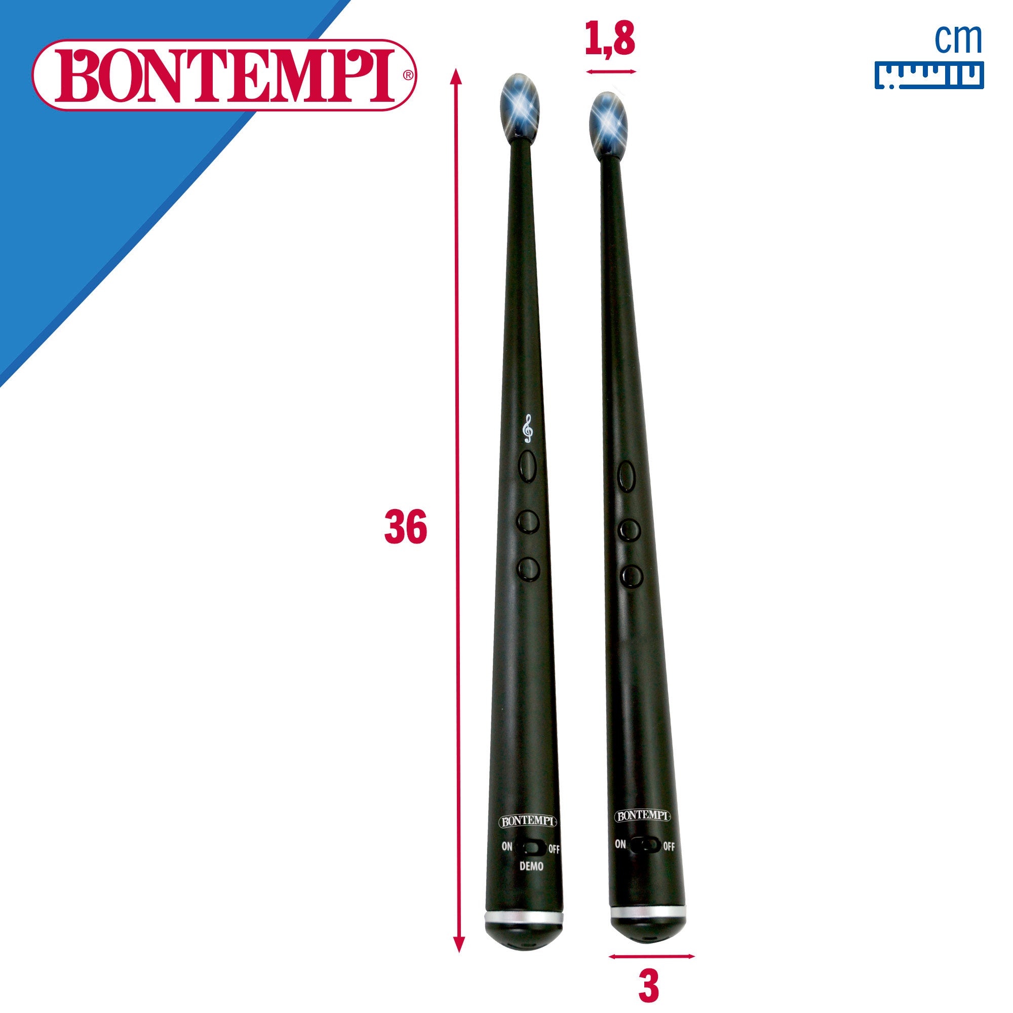 Baquetas eléctricas de juguete con luz y sonido Bontempi