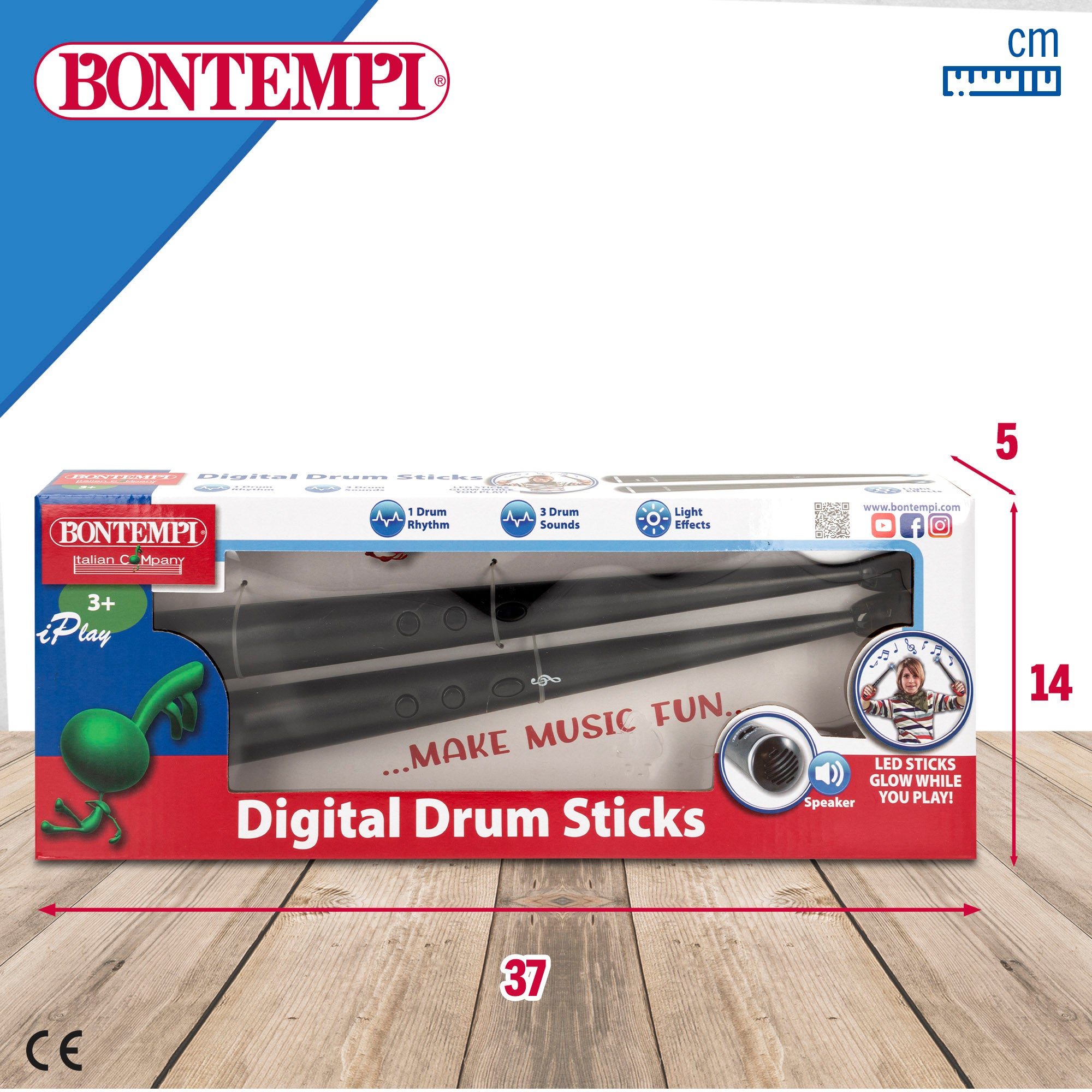 Baquetas eléctricas de juguete con luz y sonido Bontempi