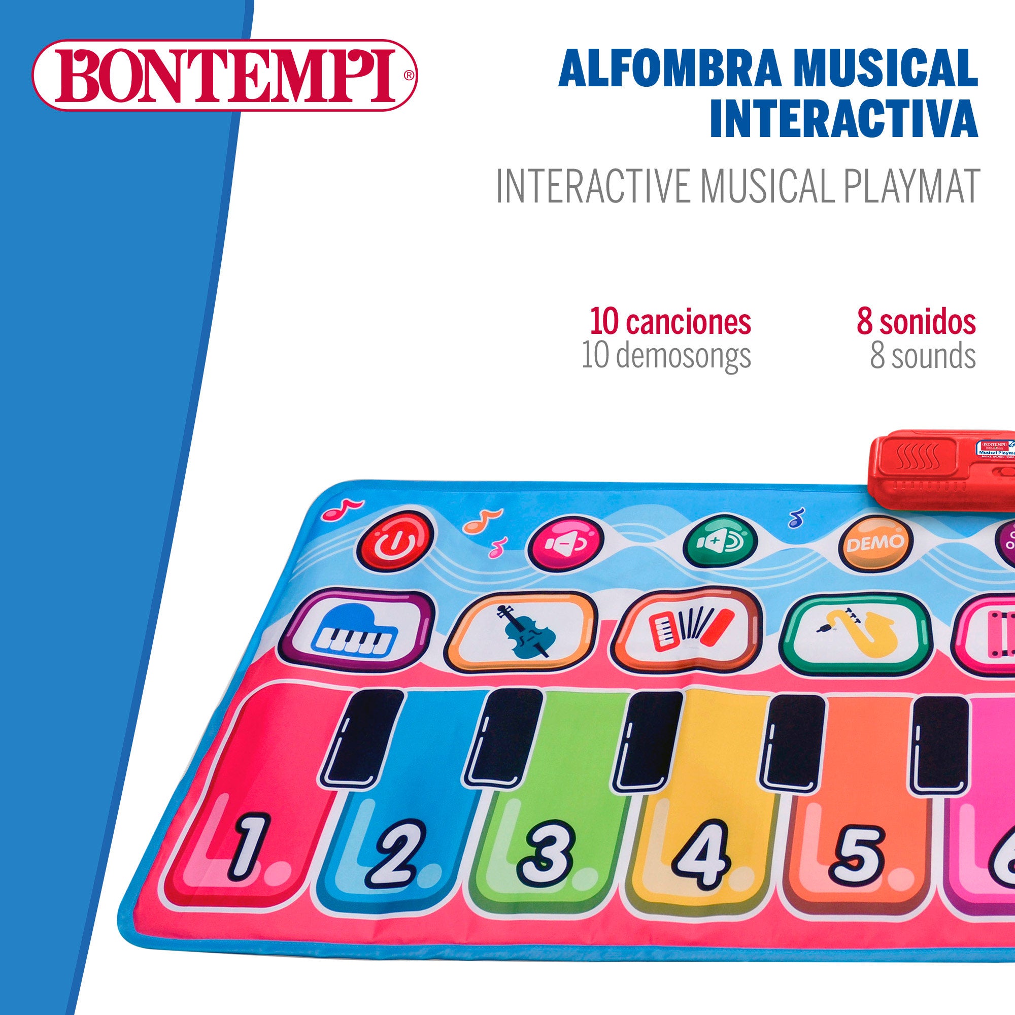 Alfombra piano multicolor interactiva 10 teclas Bontempi