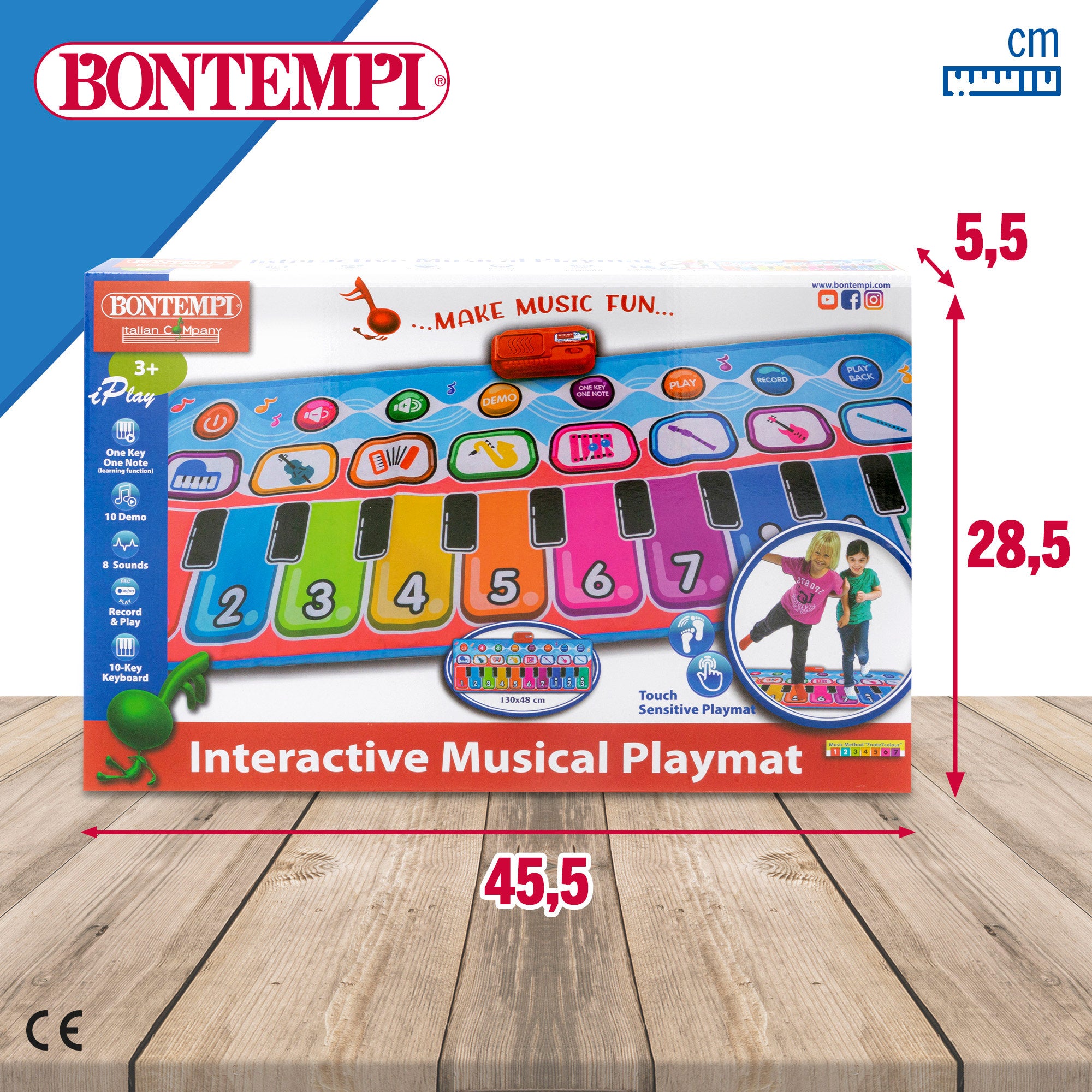 Alfombra piano multicolor interactiva 10 teclas Bontempi
