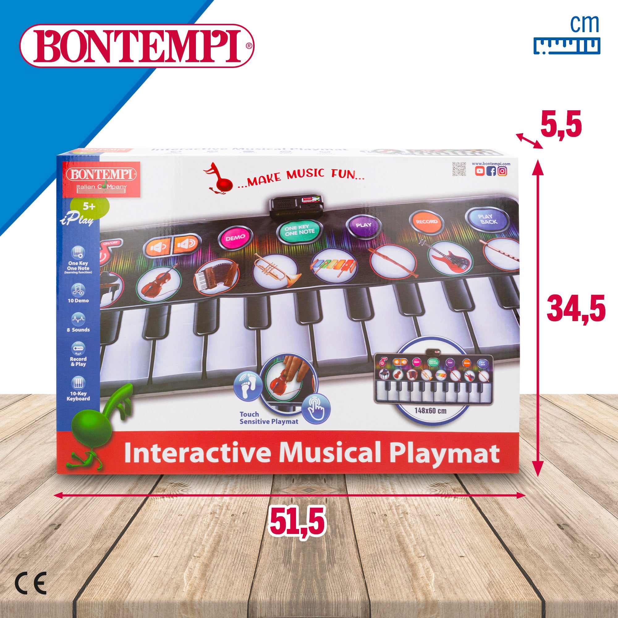 Alfombra teclado musical interactiva 10 teclas Bontempi