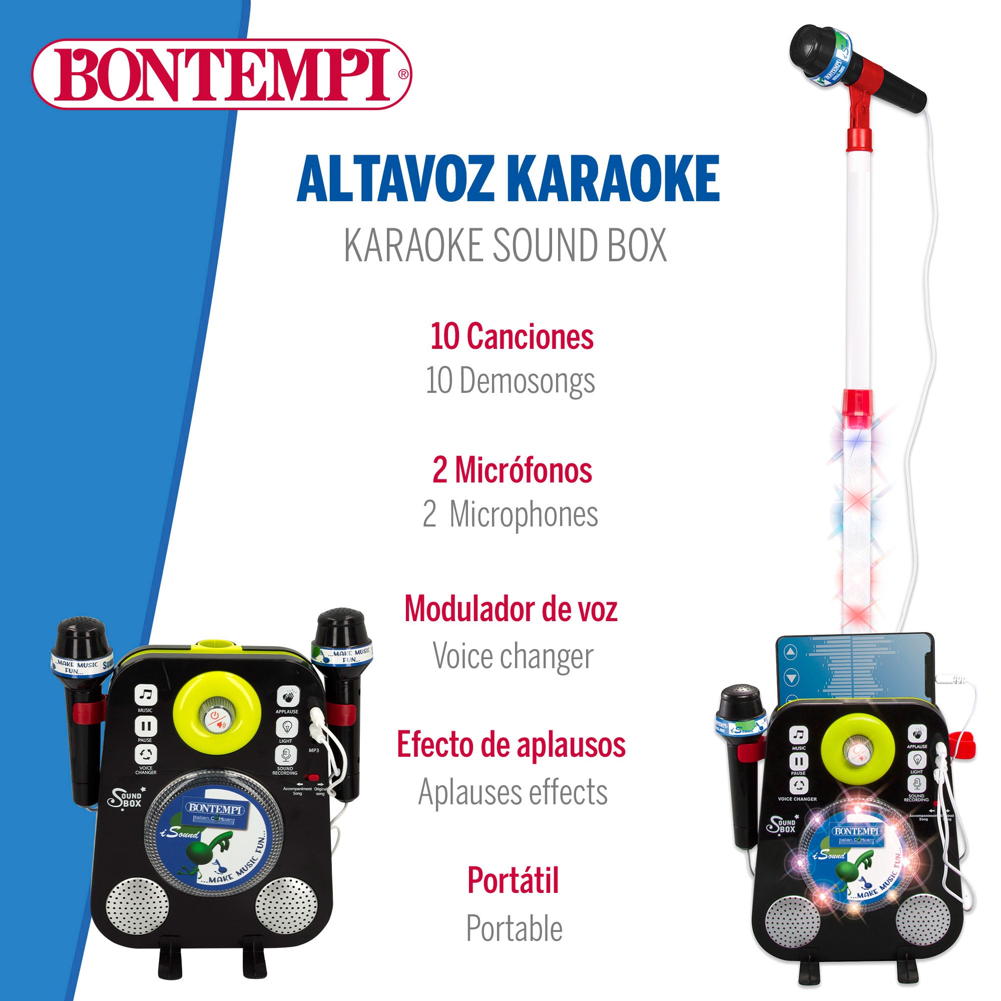Altavoz karaoke para niños con 2 micrófonos Bontempi