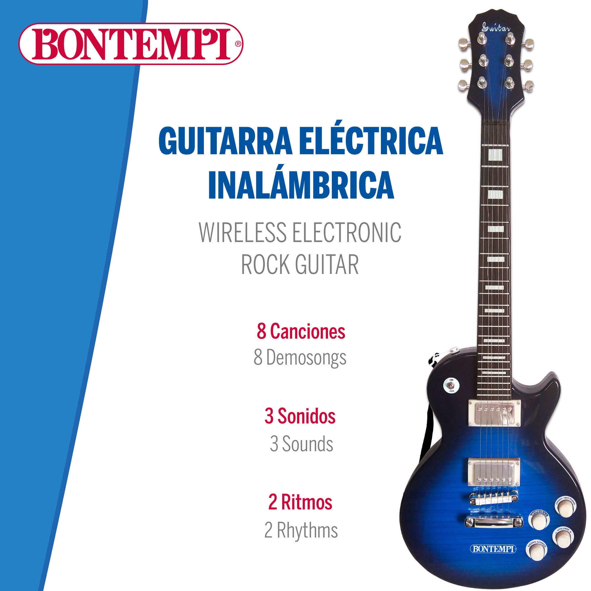 Guitarra eléctrica de juguete rock 68,5 cm con micrófono Bontempi
