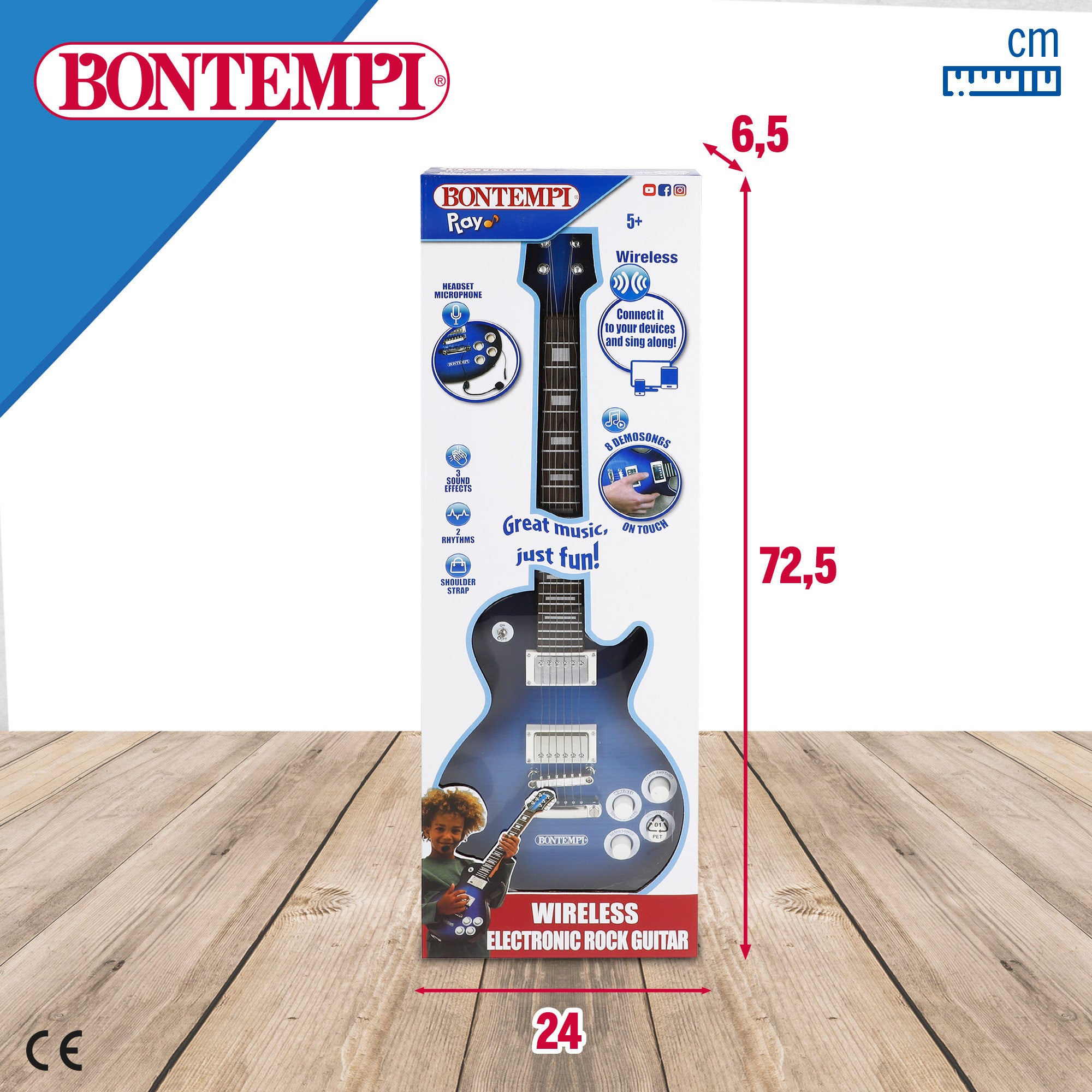 Guitarra eléctrica de juguete rock 68,5 cm con micrófono Bontempi