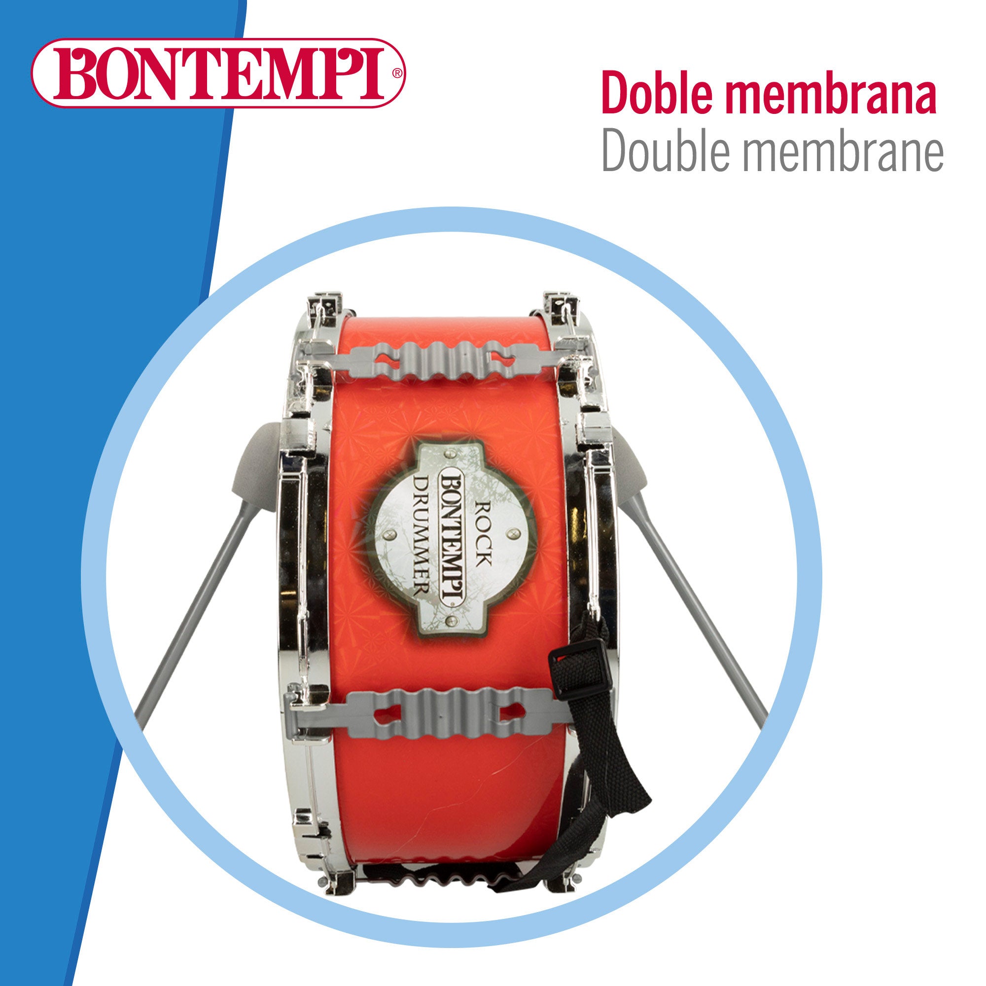 Tambor de juguete con baquetas y correa Ø30,5 cm Bontempi