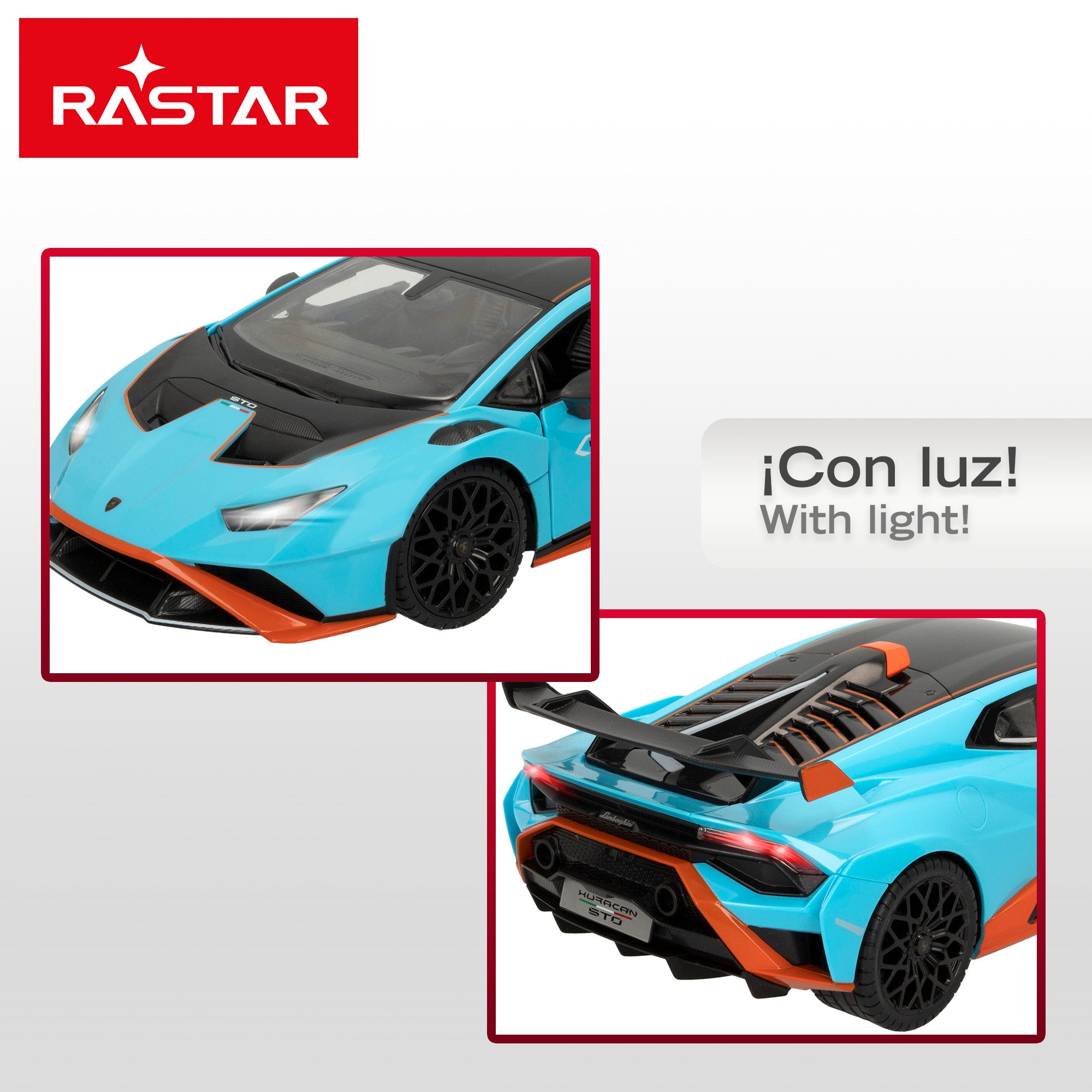 RASTAR Coche teledirigido Lamborghini Huracán STO con luces 1:14