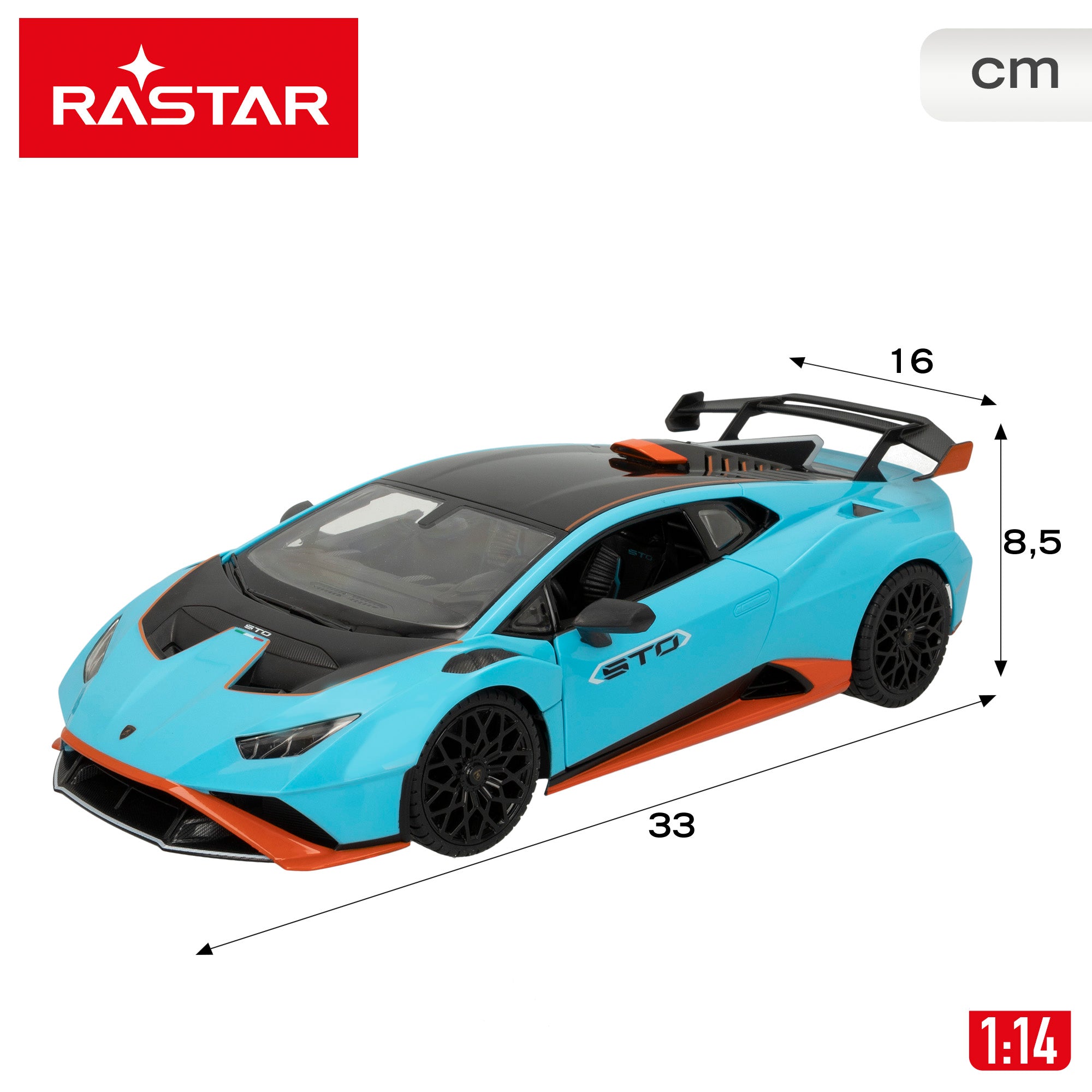 RASTAR Coche teledirigido Lamborghini Huracán STO con luces 1:14