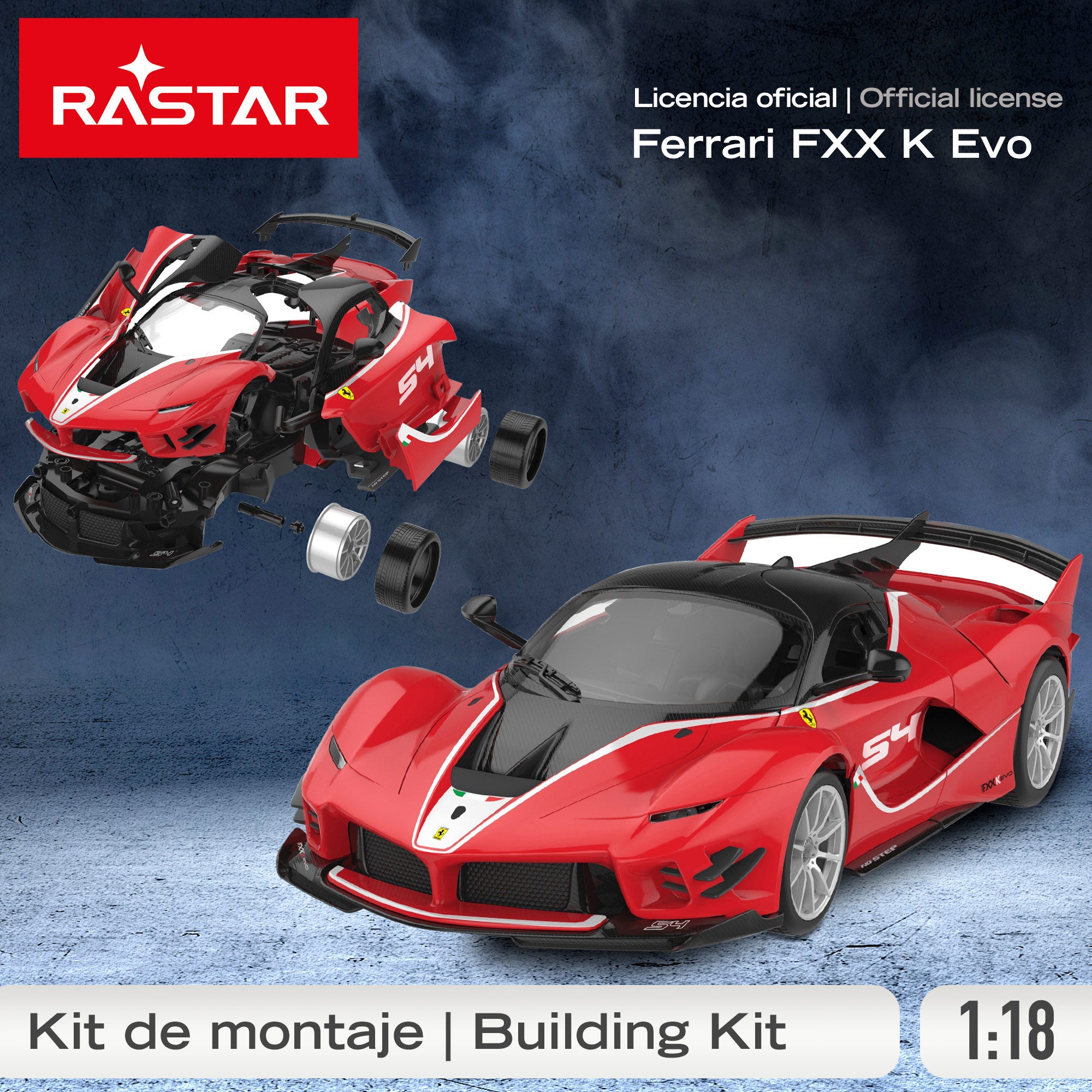 RASTAR Coche radiocontrol para montar Ferrari FXX K Evo 1:18