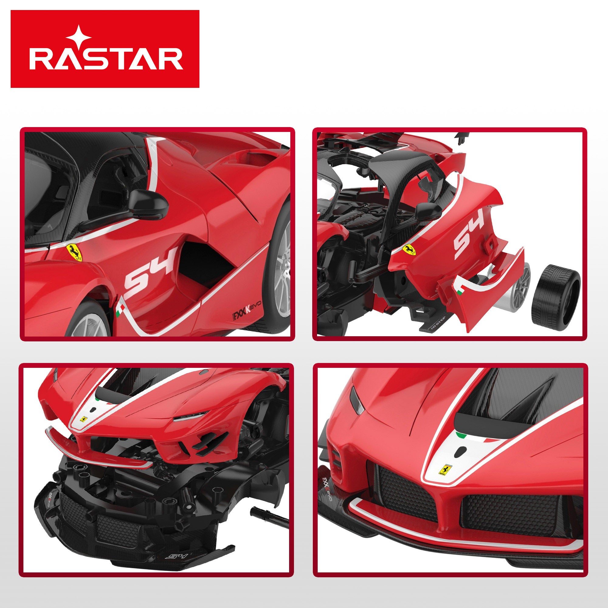 RASTAR Coche radiocontrol para montar Ferrari FXX K Evo 1:18