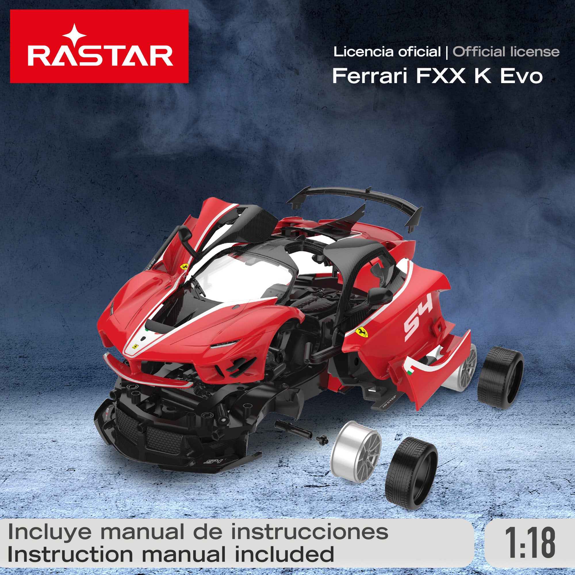 RASTAR Coche radiocontrol para montar Ferrari FXX K Evo 1:18