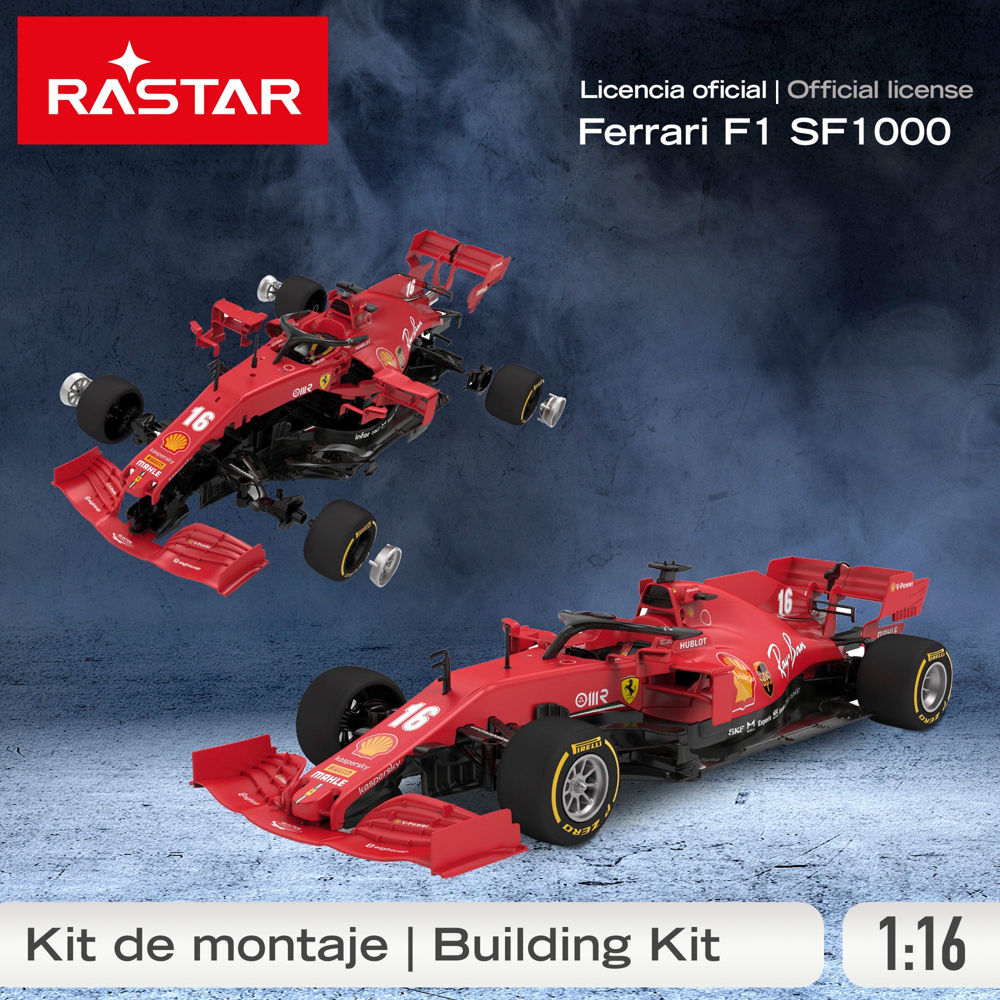 RASTAR Coche radiocontrol para montar F1 2021 Ferrari SF1000 1:16