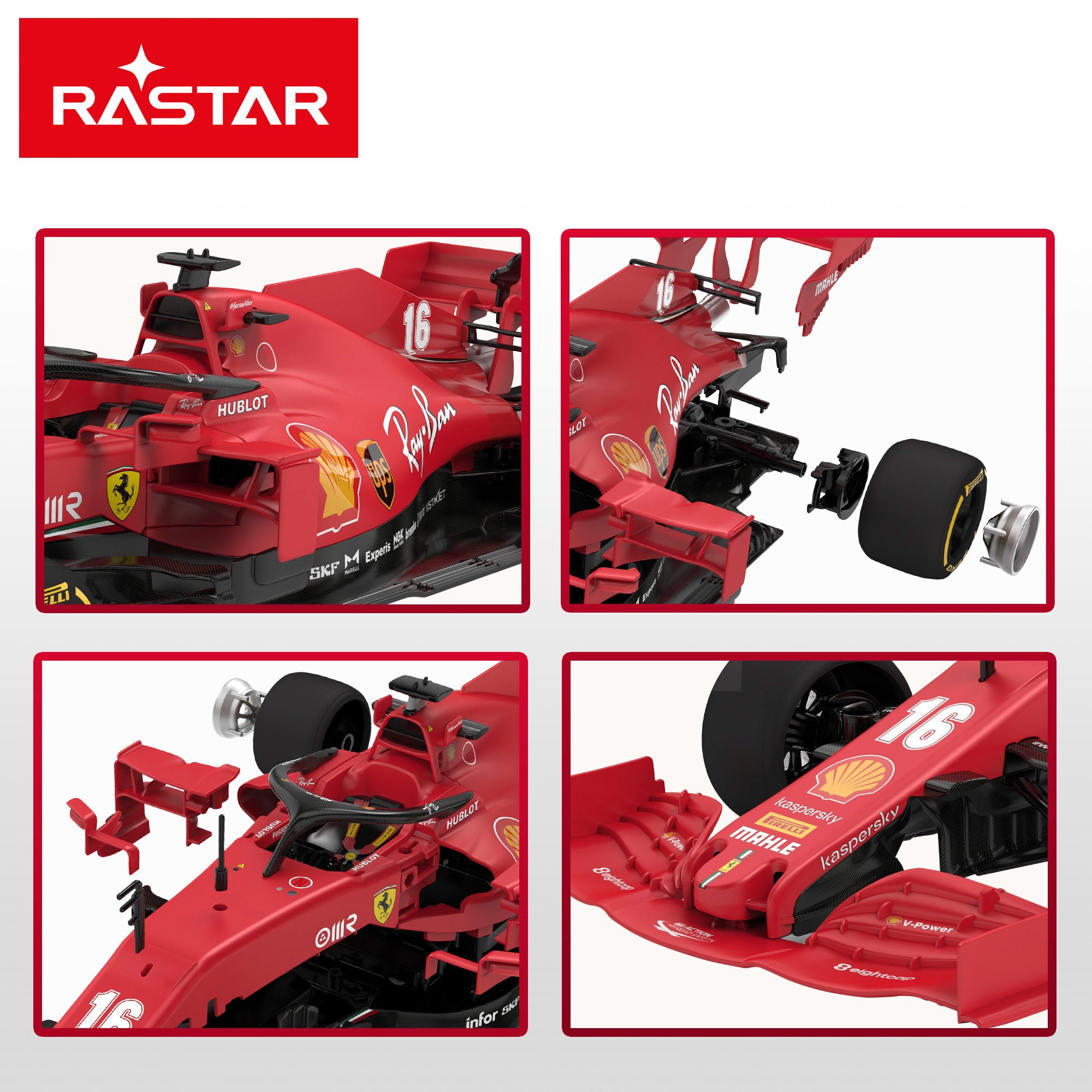 RASTAR Coche radiocontrol para montar F1 2021 Ferrari SF1000 1:16