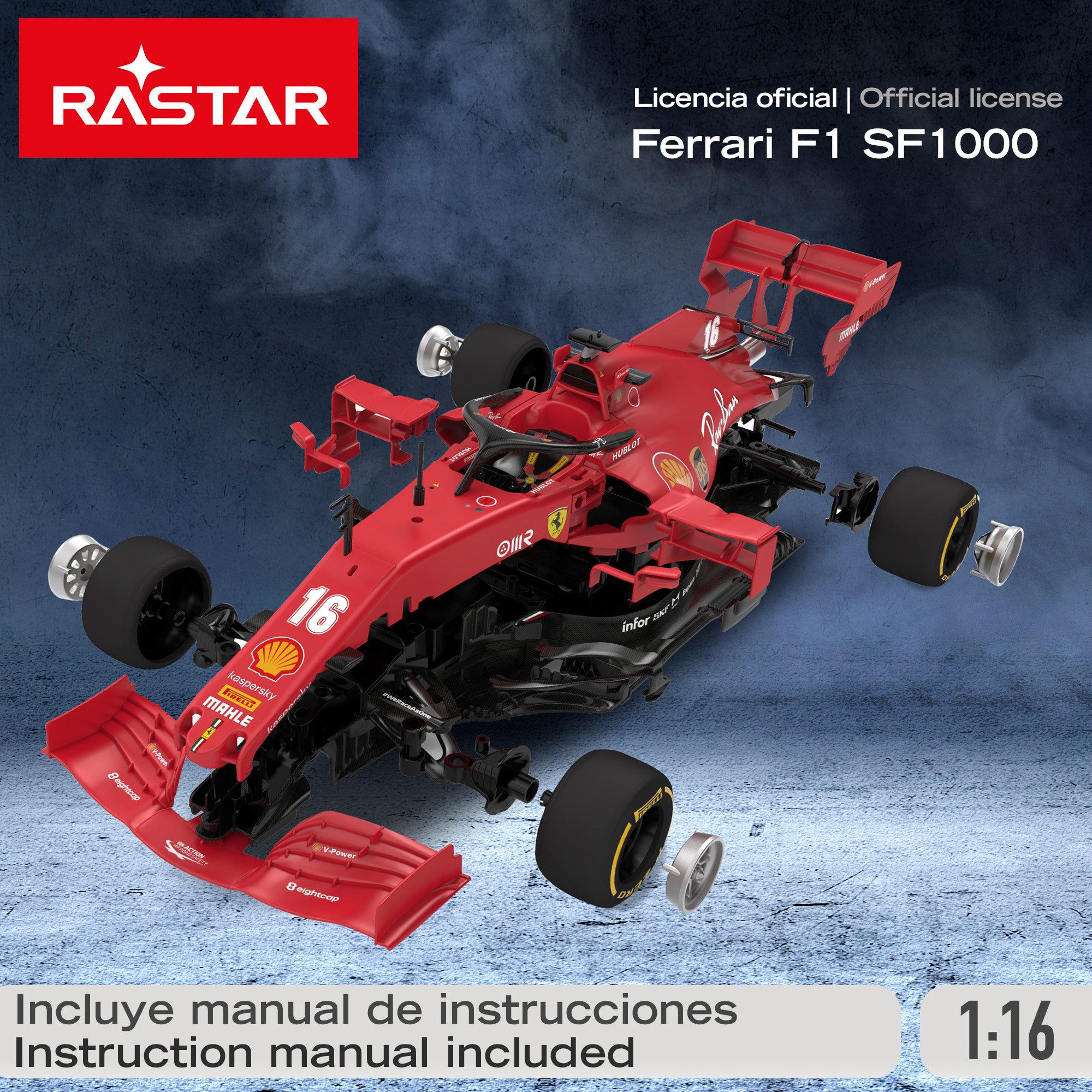 RASTAR Coche radiocontrol para montar F1 2021 Ferrari SF1000 1:16