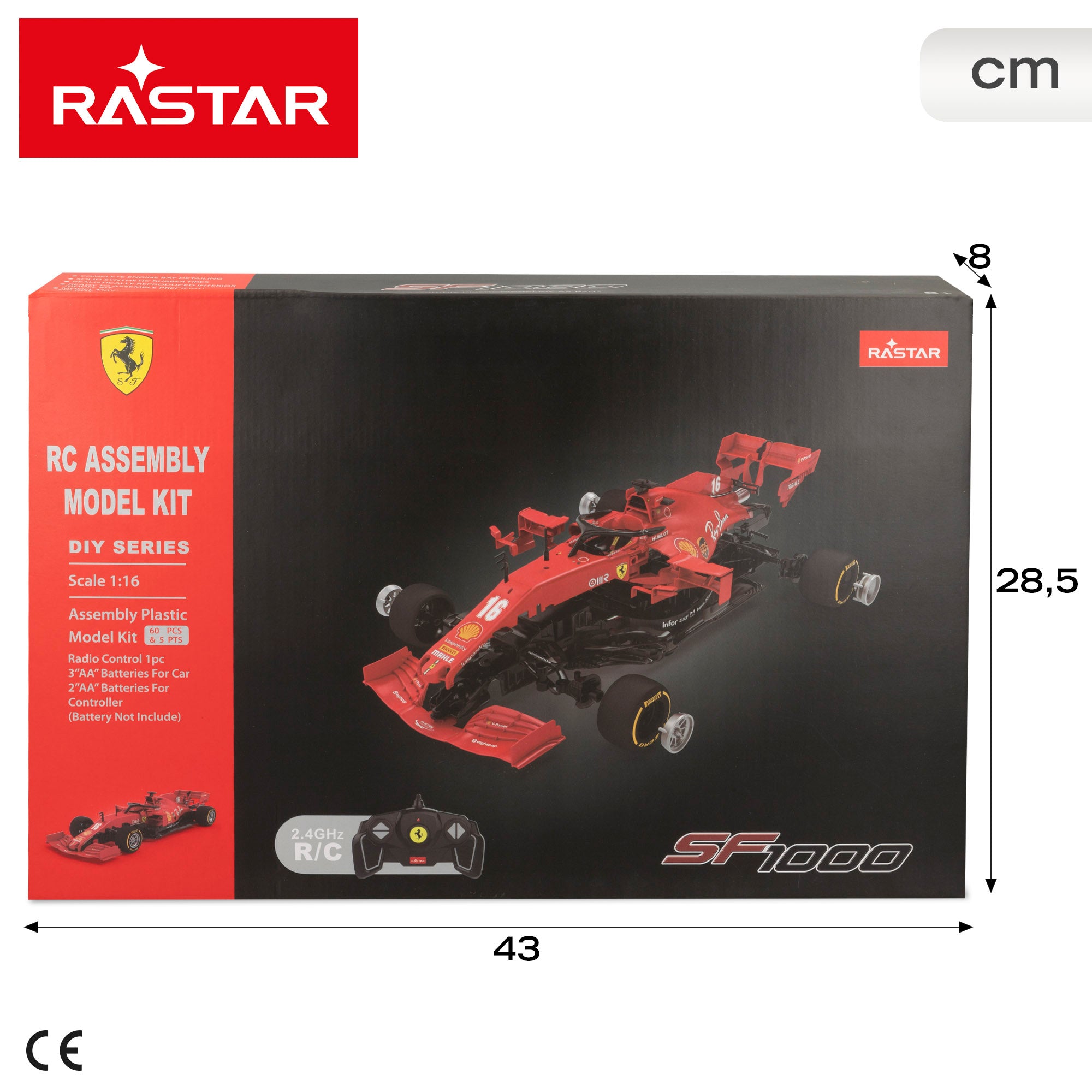 RASTAR Coche radiocontrol para montar F1 2021 Ferrari SF1000 1:16