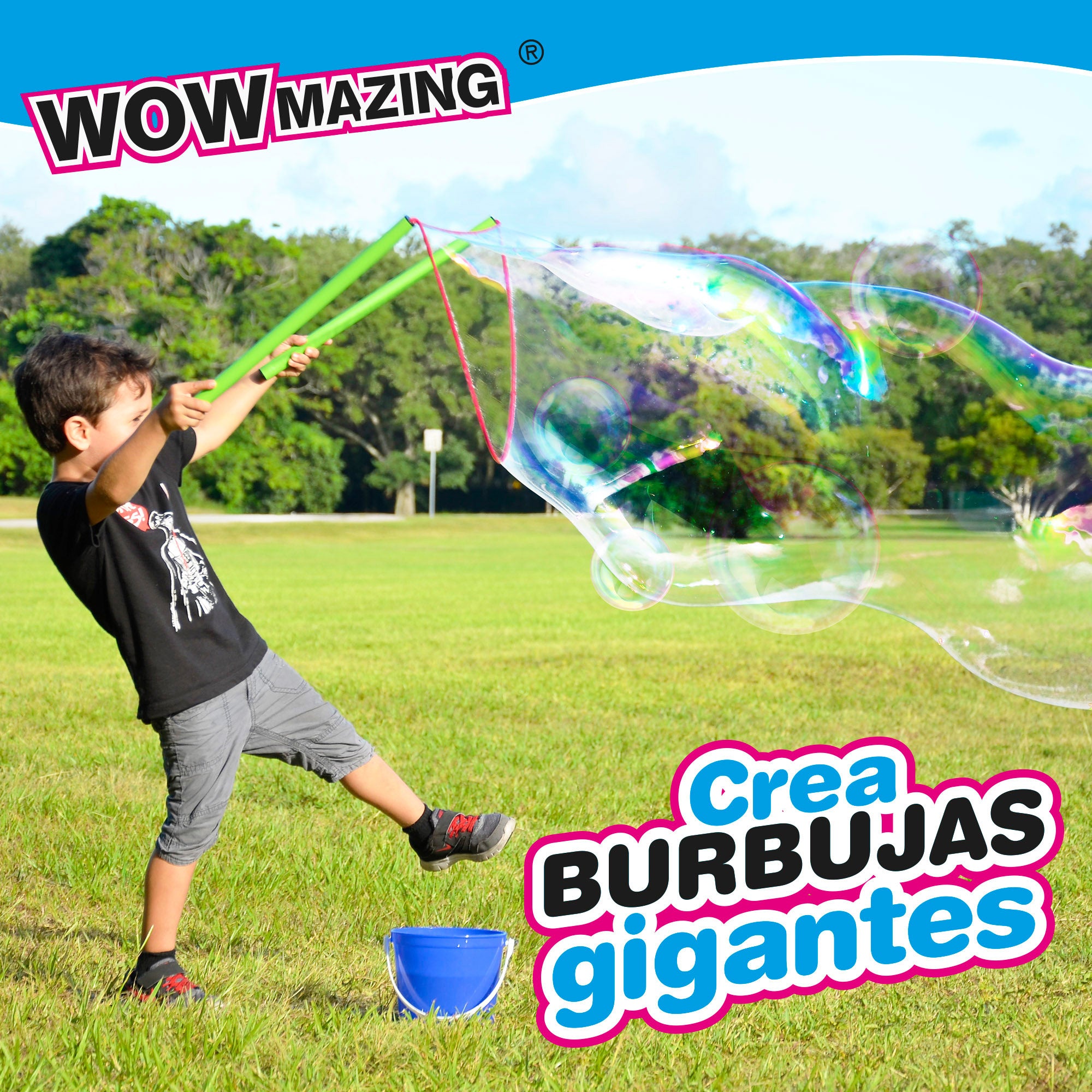 WOWmazing Kit burbujas gigantes con 2 sobres jabón concentrado