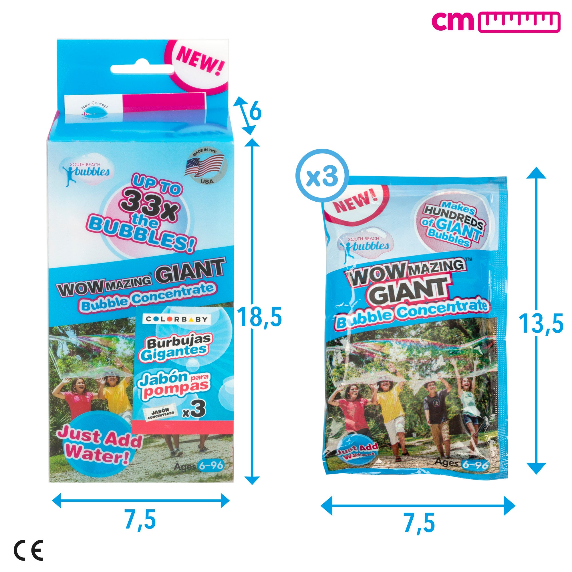 WOWmazing Pack 3 sobres de jabón concentrado para hacer pompas