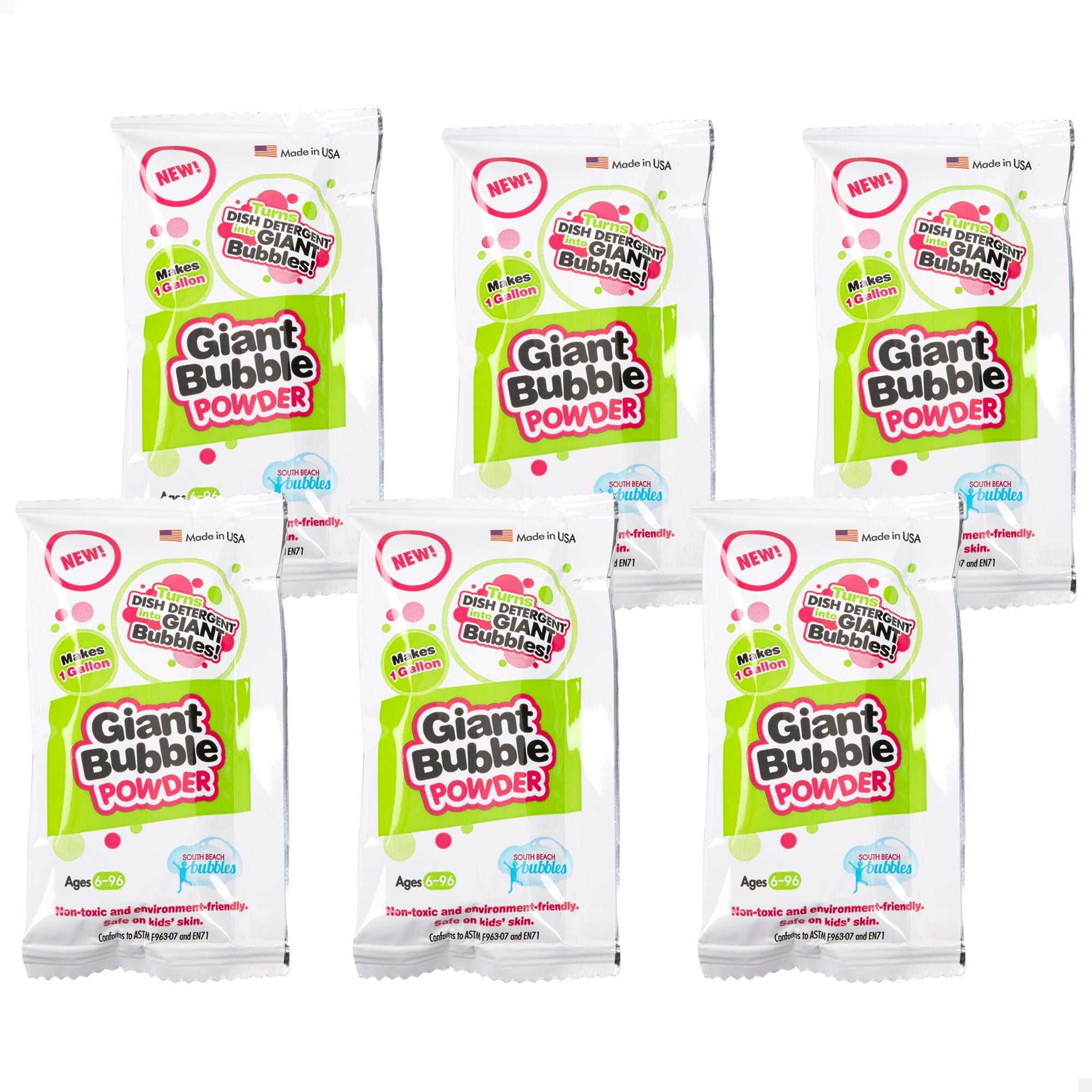 WOWmazing Pack 6 sobres de jabón en polvo para hacer pompas