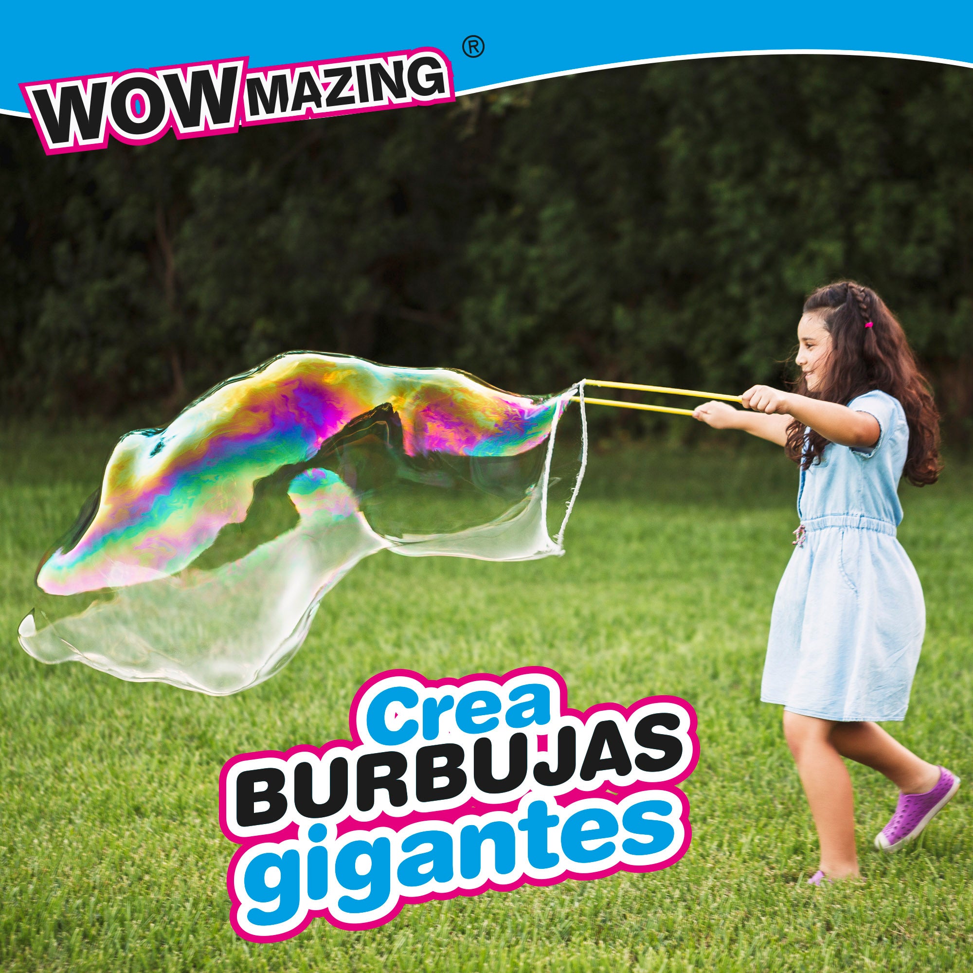 WOWmazing Kit burbujas gigantes con 1 sobre jabón en polvo