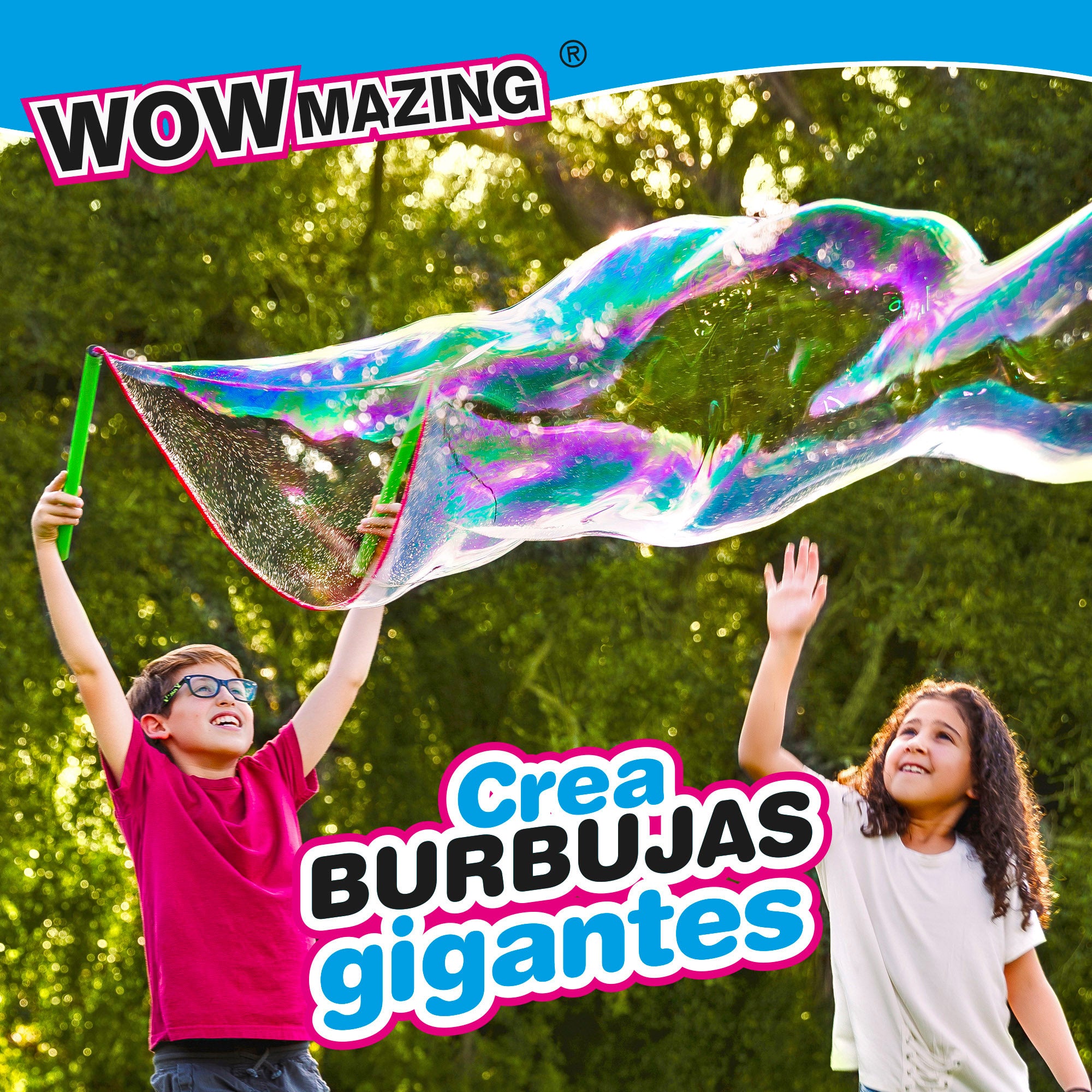 WOWmazing Kit burbujas gigantes con 3 sobres jabón en polvo
