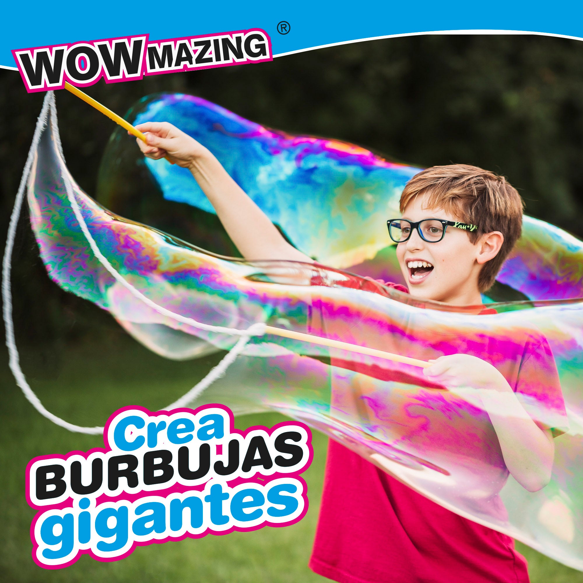 WOWmazing Kit burbujas gigantes con 3 sobres jabón en polvo