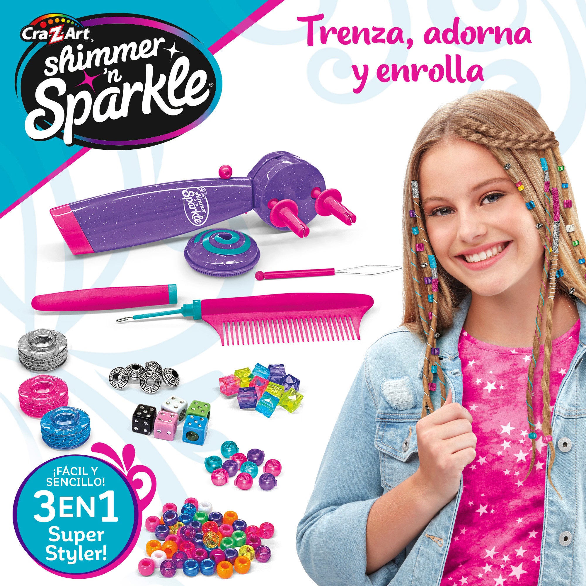 Shimmer 'n Sparkle Set de peluquería infantil 3 en 1