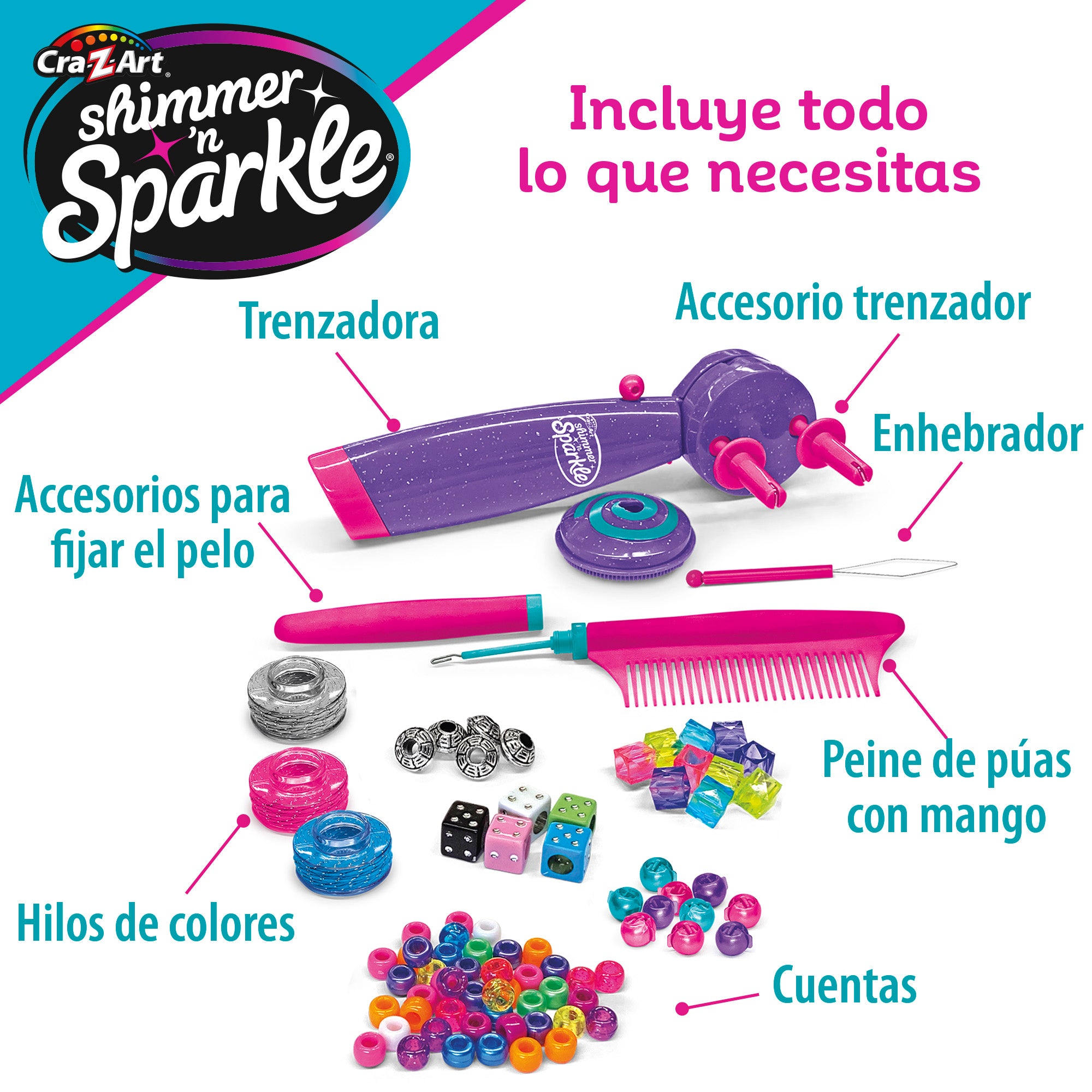 Shimmer 'n Sparkle Set de peluquería infantil 3 en 1