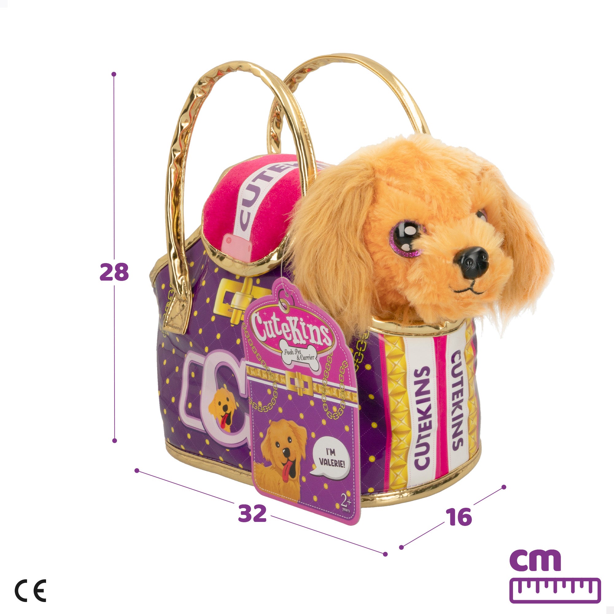 Perro de peluche con bolso transportín Cutekins