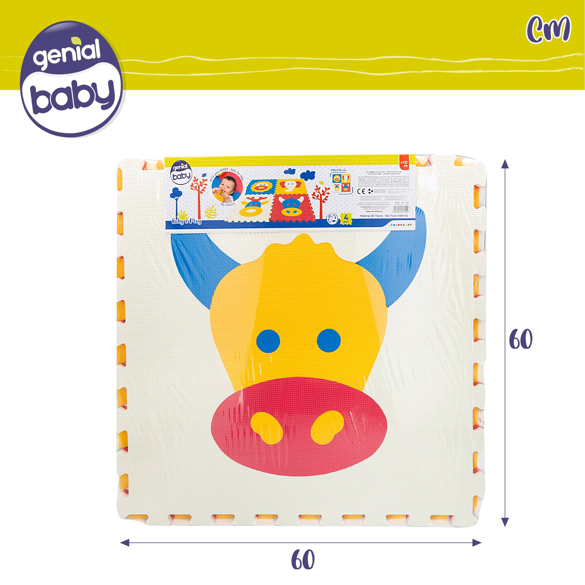 Alfombra puzzle bebés animales 4 piezas gomaespuma C'Baby