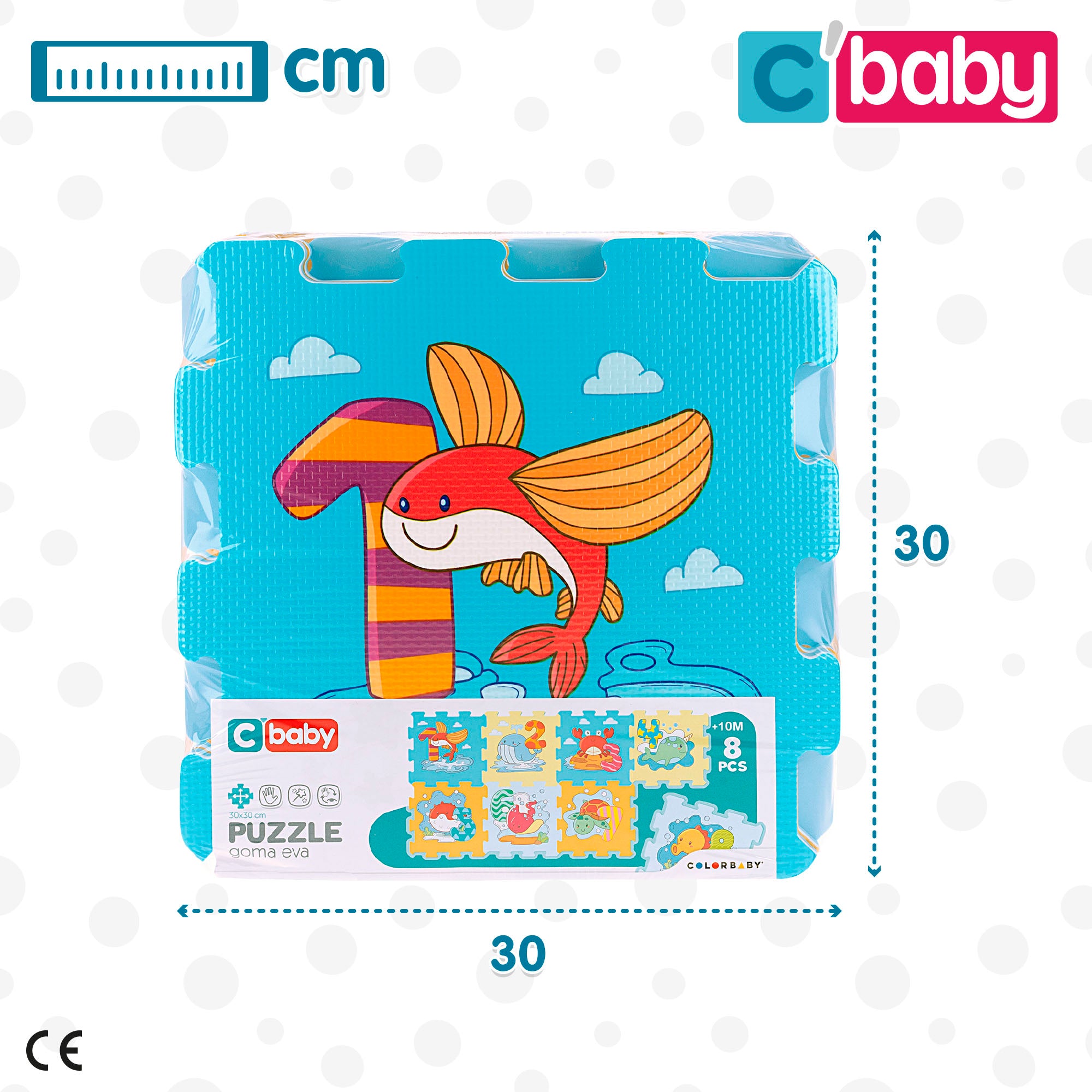 Alfombra puzle bebés animales y números 8 piezas gomaespuma C'Baby