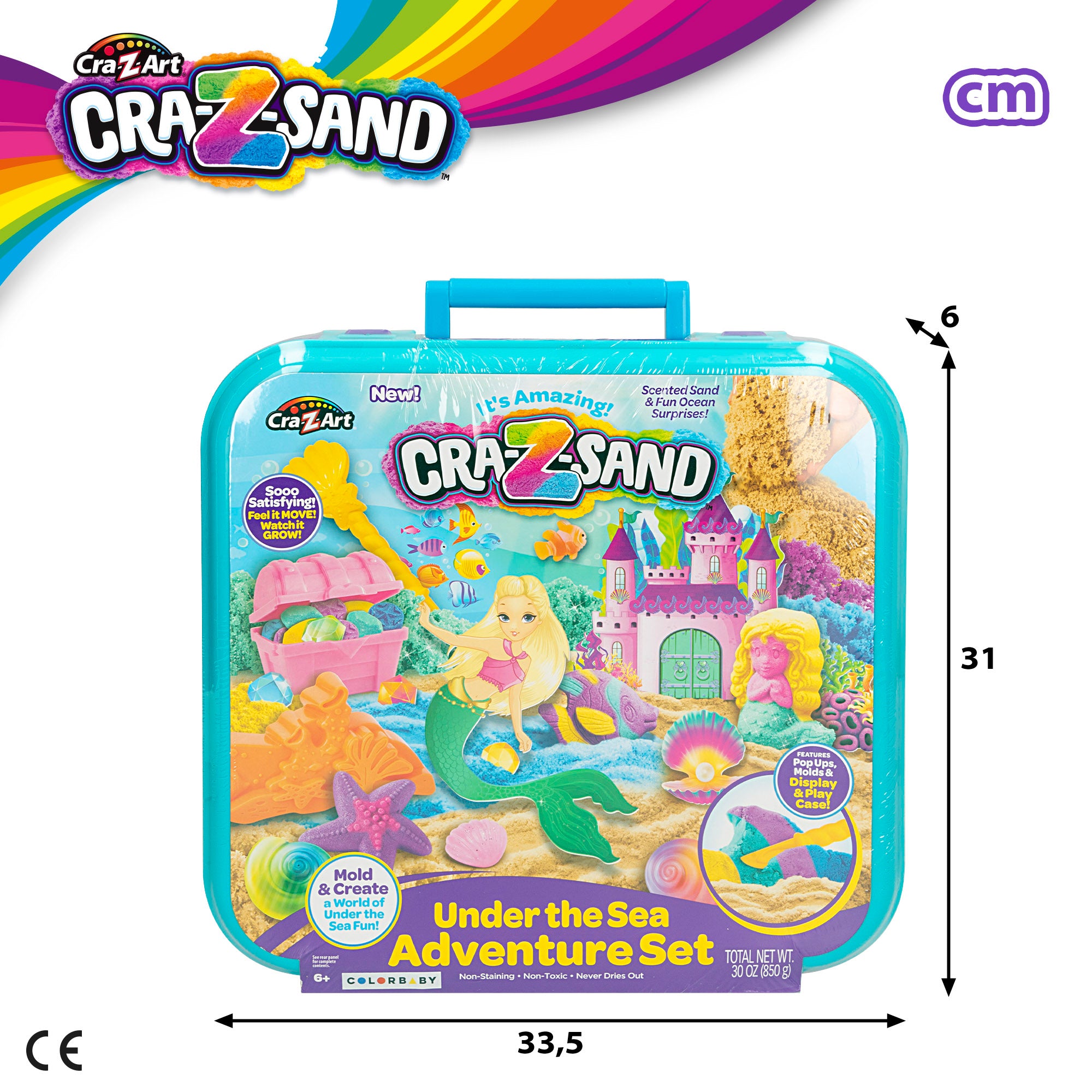 Juego arena mágica moldeable con 4 moldes marinos y cofre Cra-Z-Art