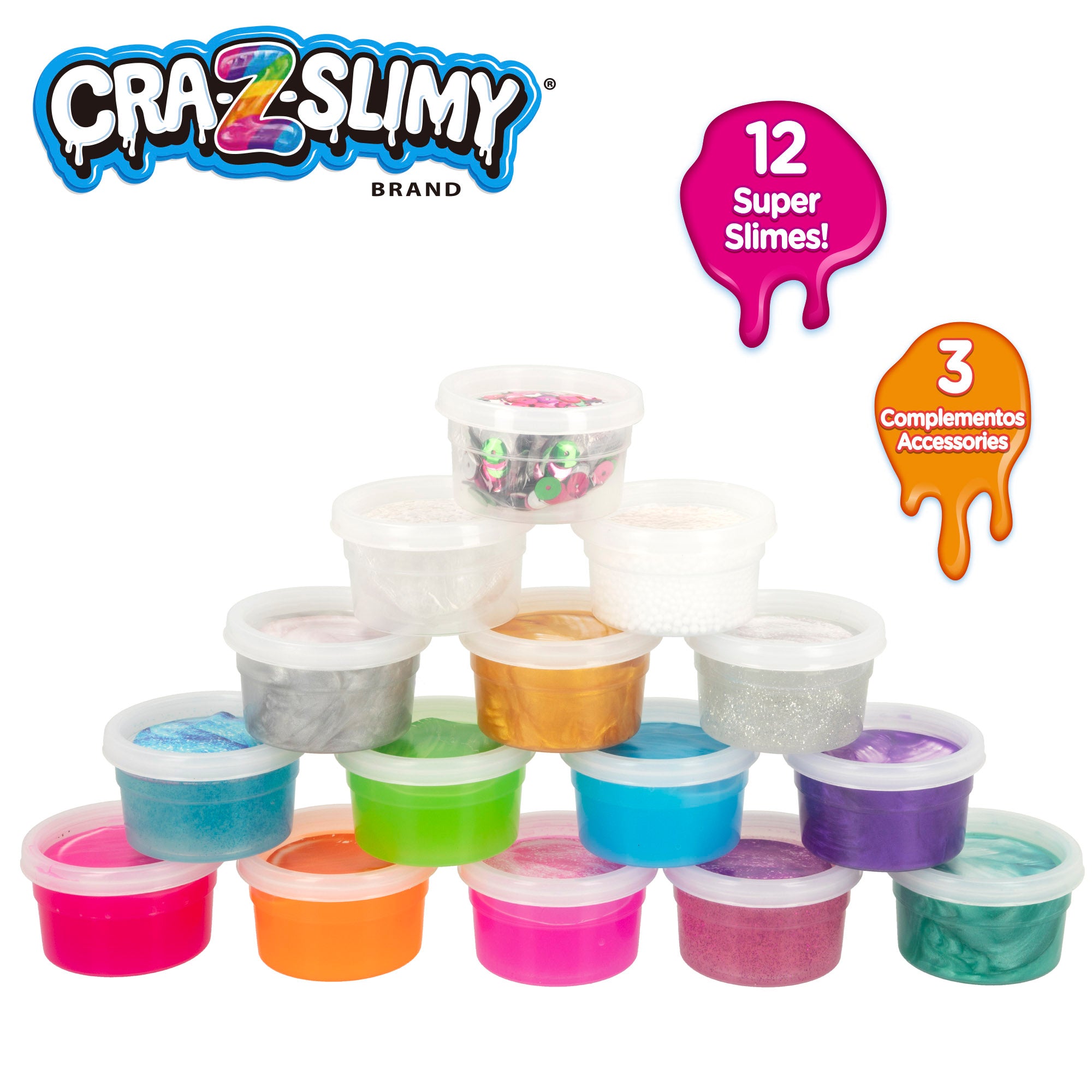 Pack 12 botes de slime con accesorios Cra-Z-Slimy