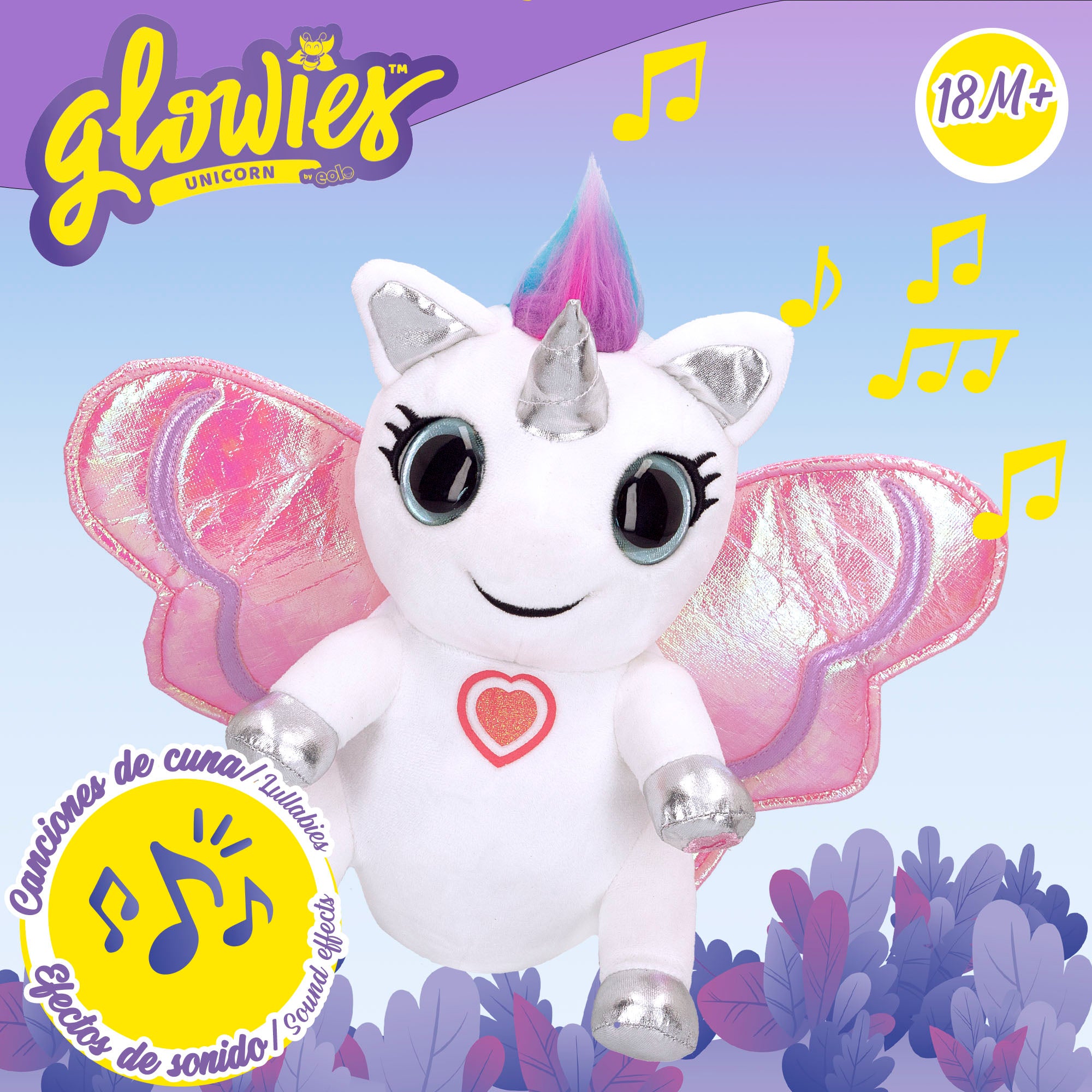 Glowies Peluche unicornio con luz y sonido para dormir