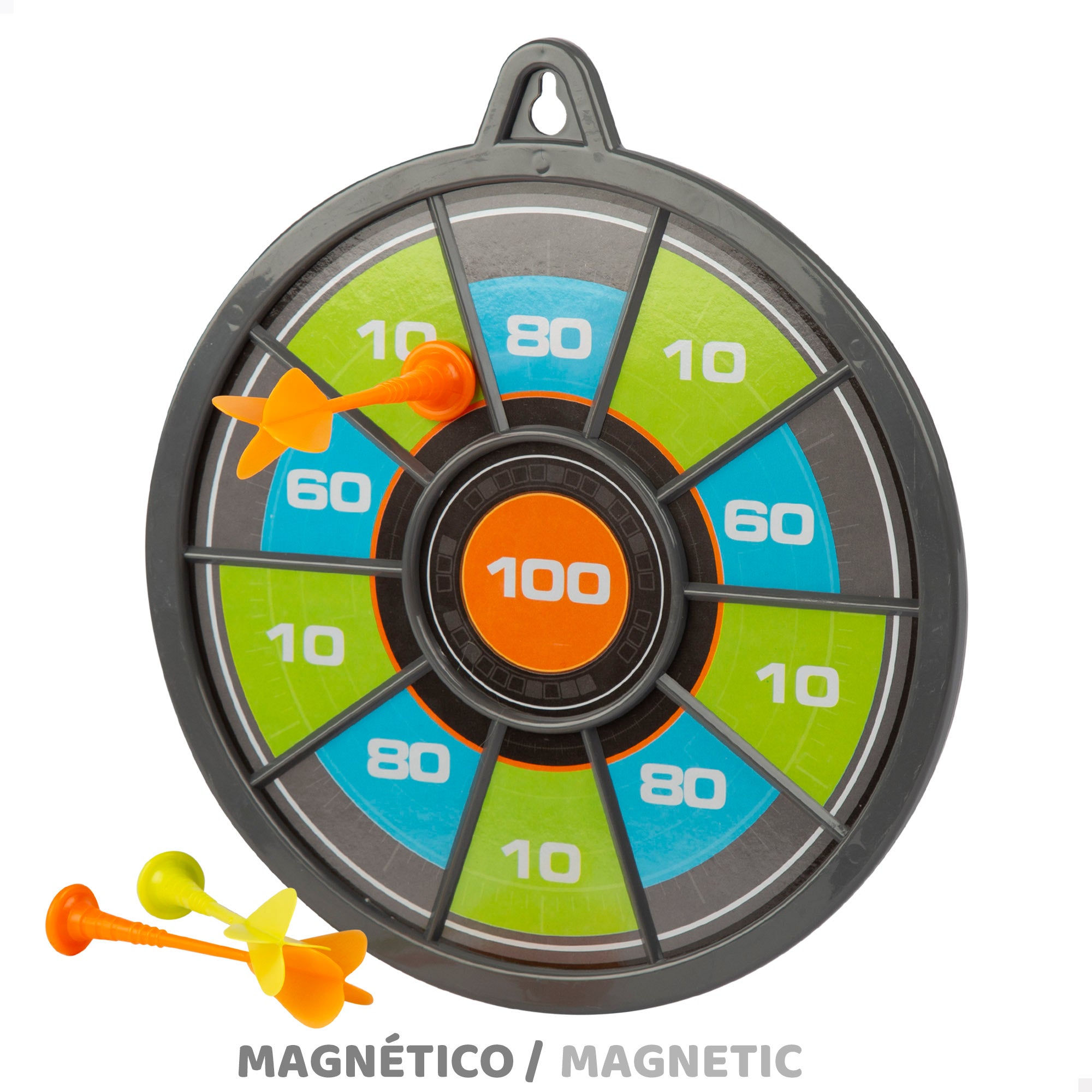 Diana magnética reversible 26 cm con 3 dardos de colores Fun Area!