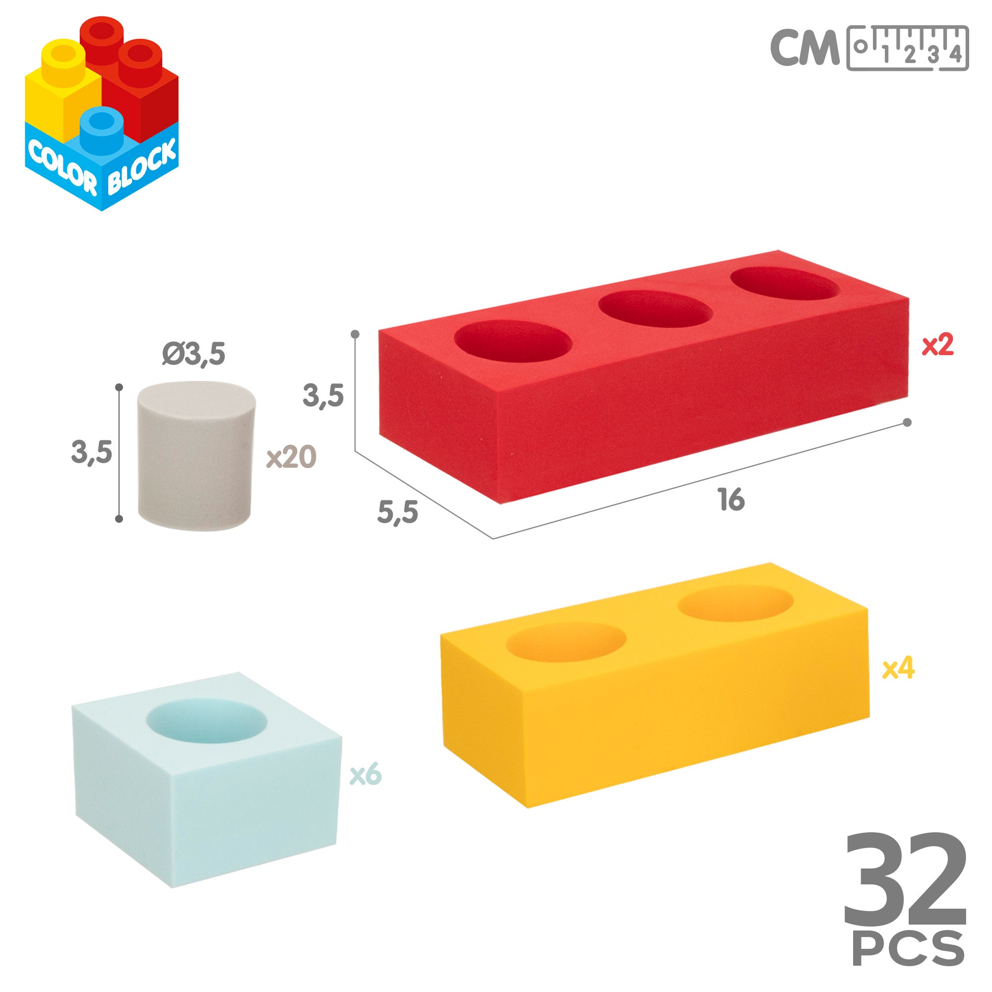 Juego bloques de construcción gomaeva 32 piezas Color Block