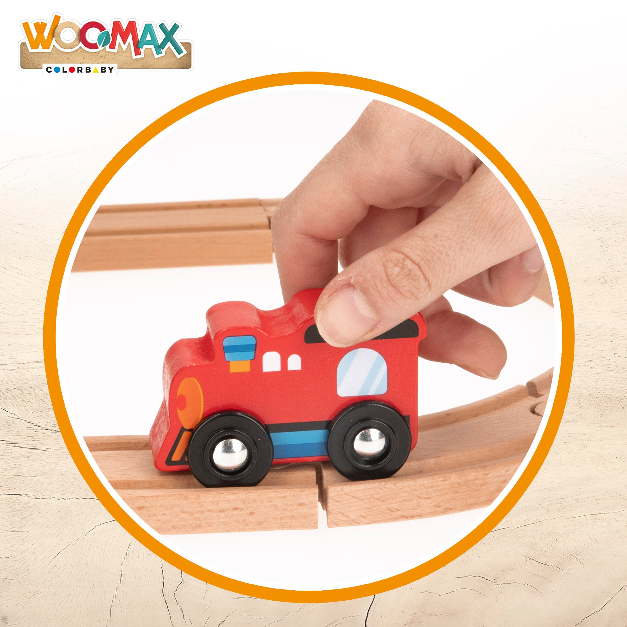 WOOMAX Playset circuito de madera con coches, edificios y personas