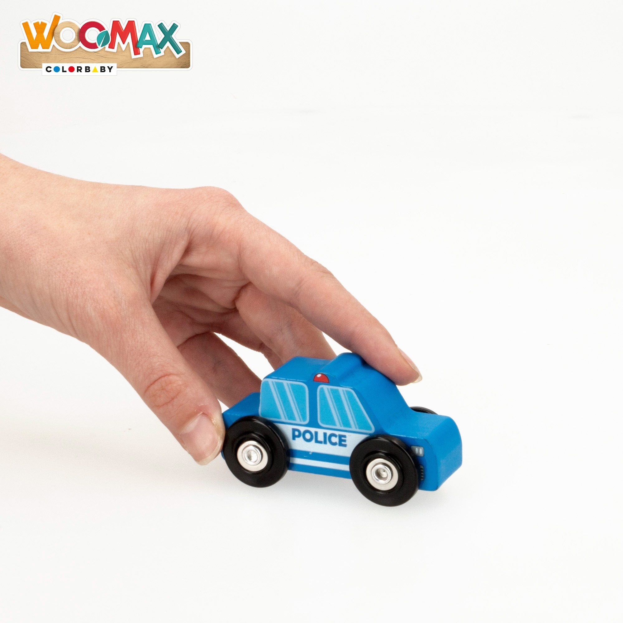 WOOMAX Set 6 vehículos y 9 señales de tráfico de madera