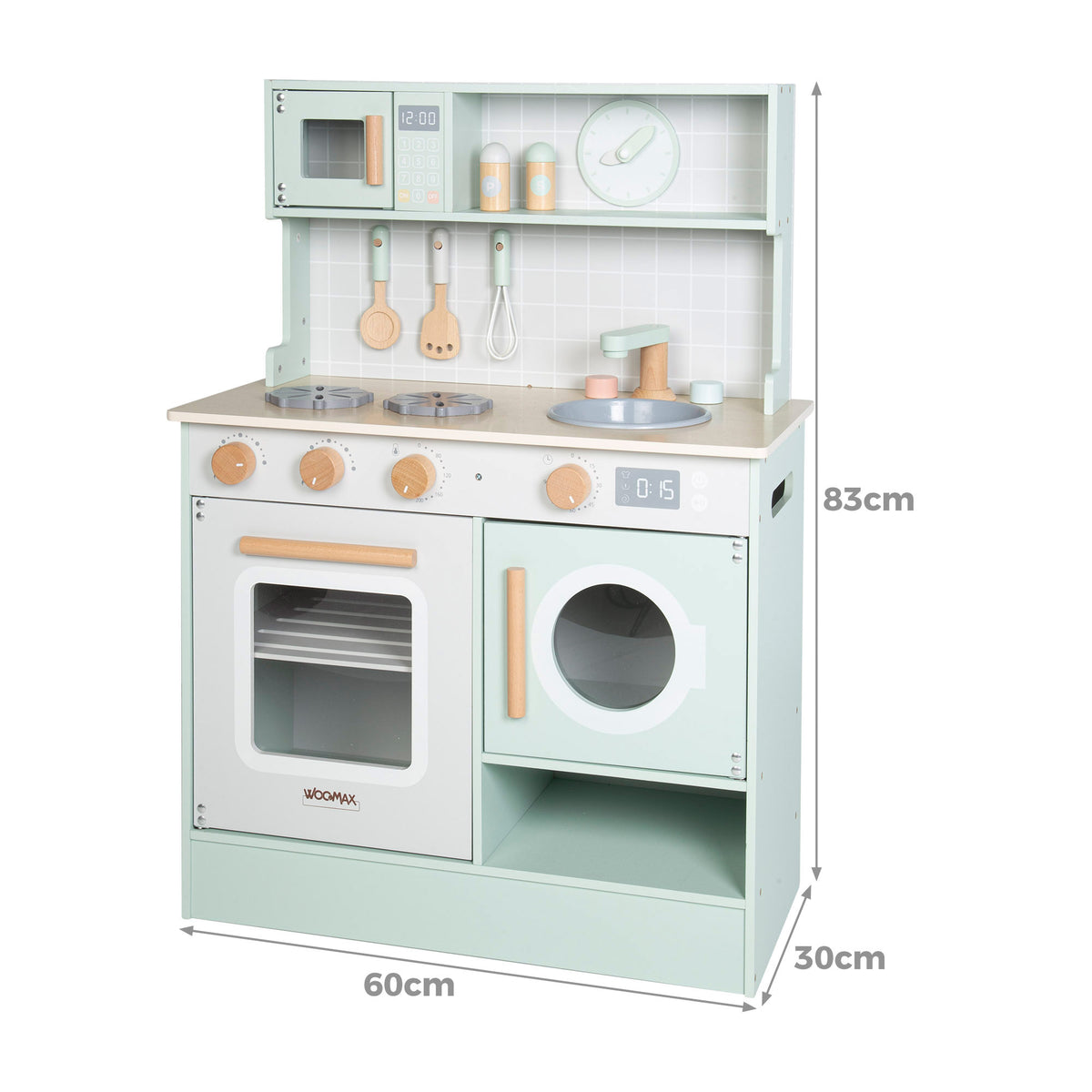 WOOMAX Cocinita madera con elementos interactivos y accesorios