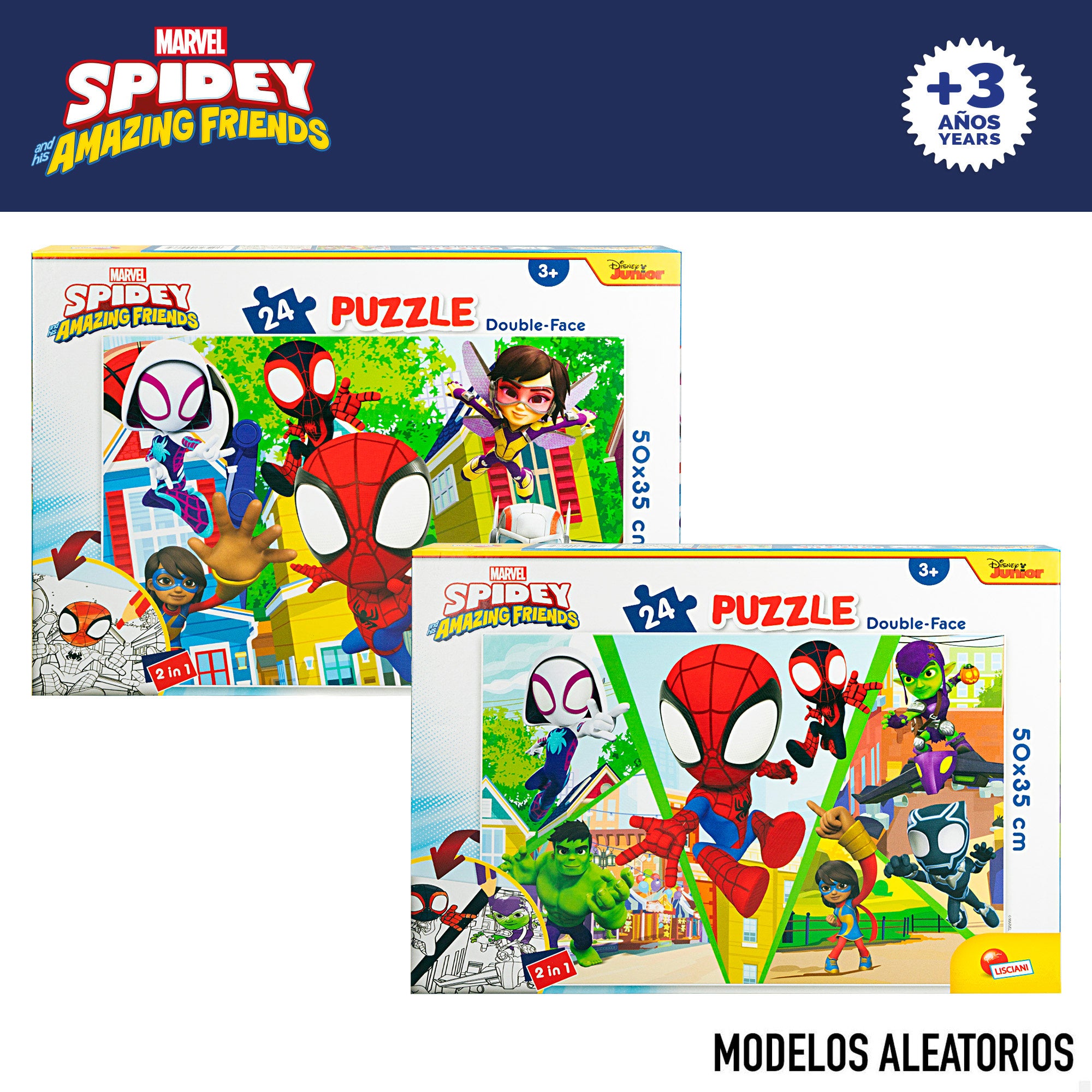 Spidey y su superequipo Puzzle doble cara para colorear 24 piezas grandes