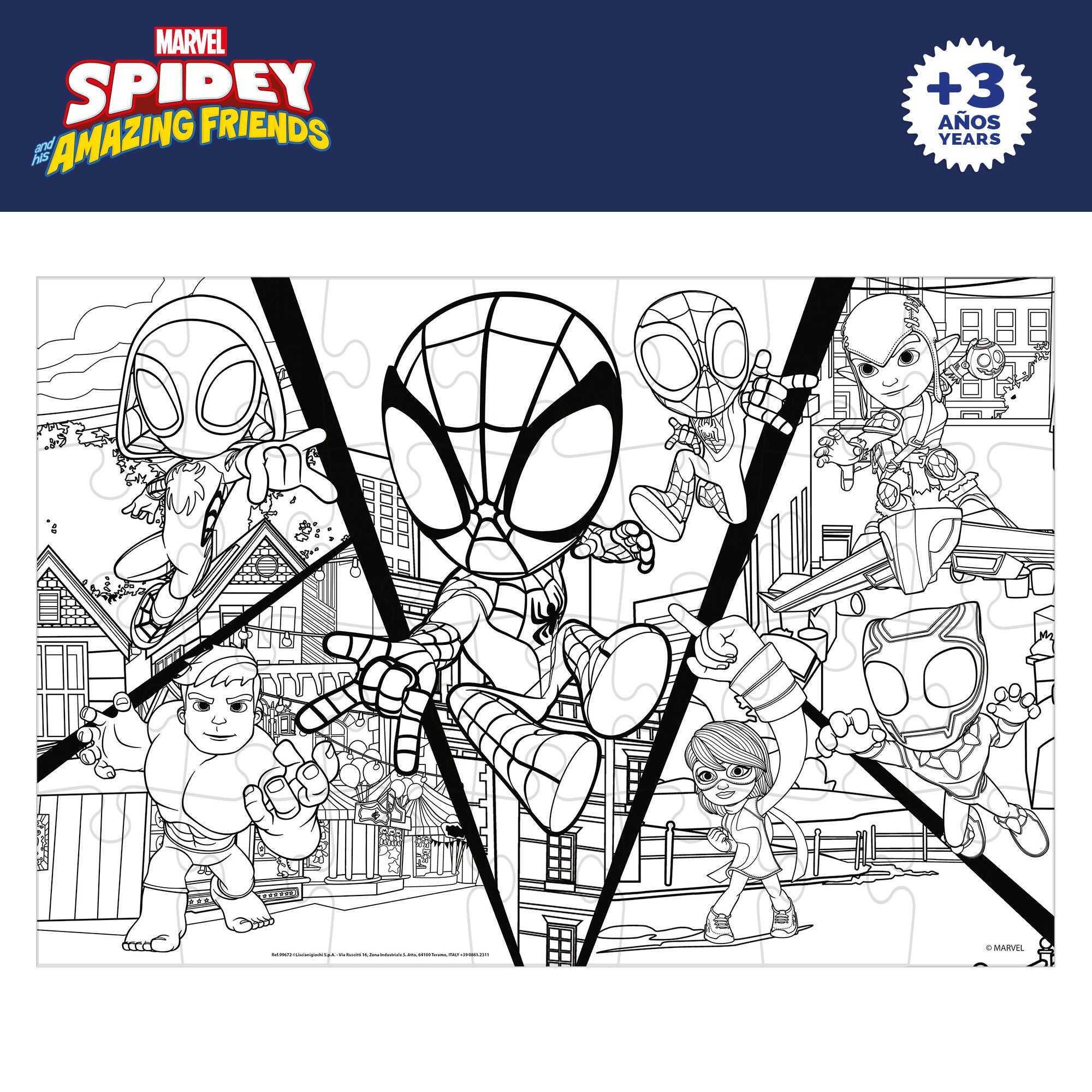 Spidey y su superequipo Puzzle doble cara para colorear 24 piezas grandes