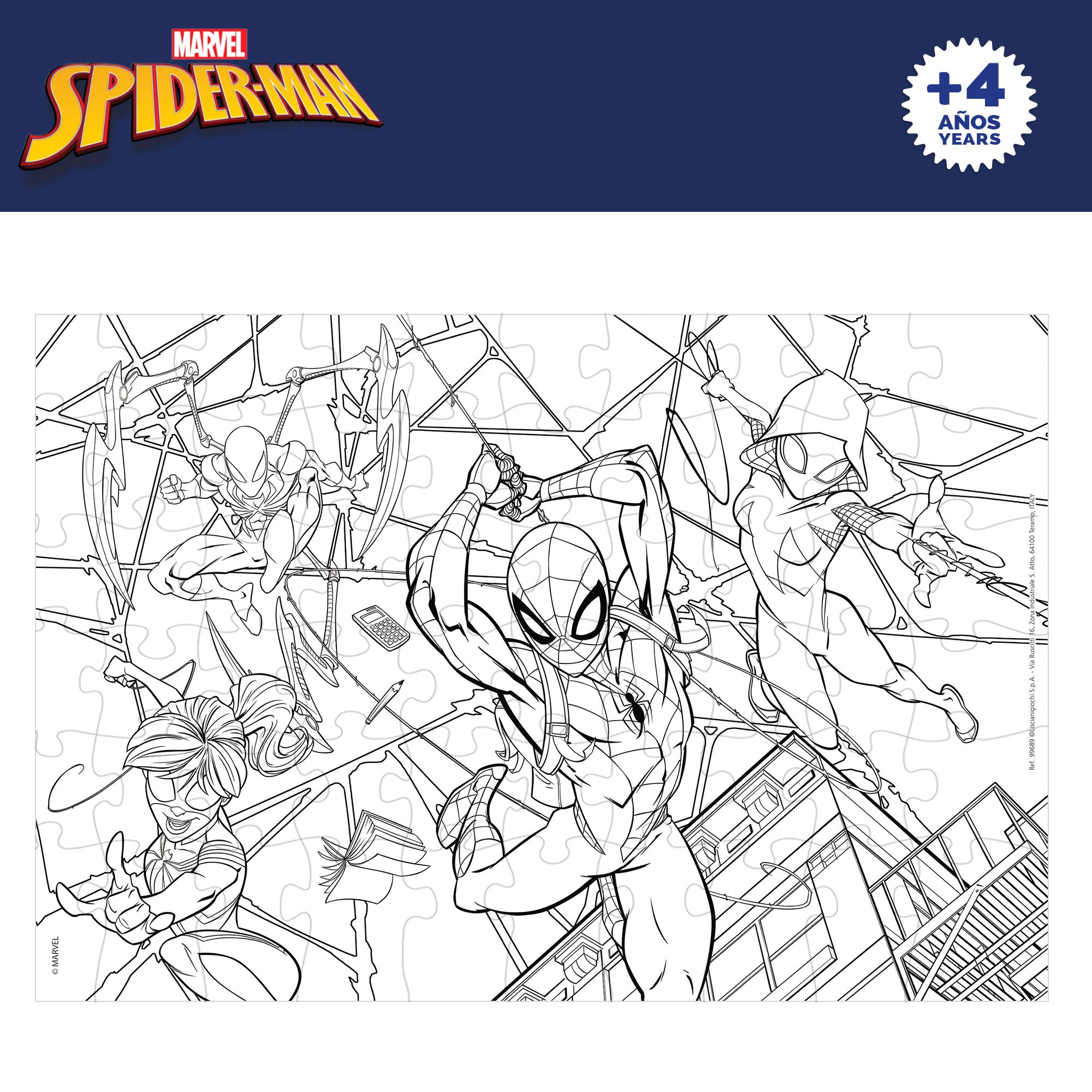 Marvel Spider-Man Puzzle doble cara para colorear 60 piezas