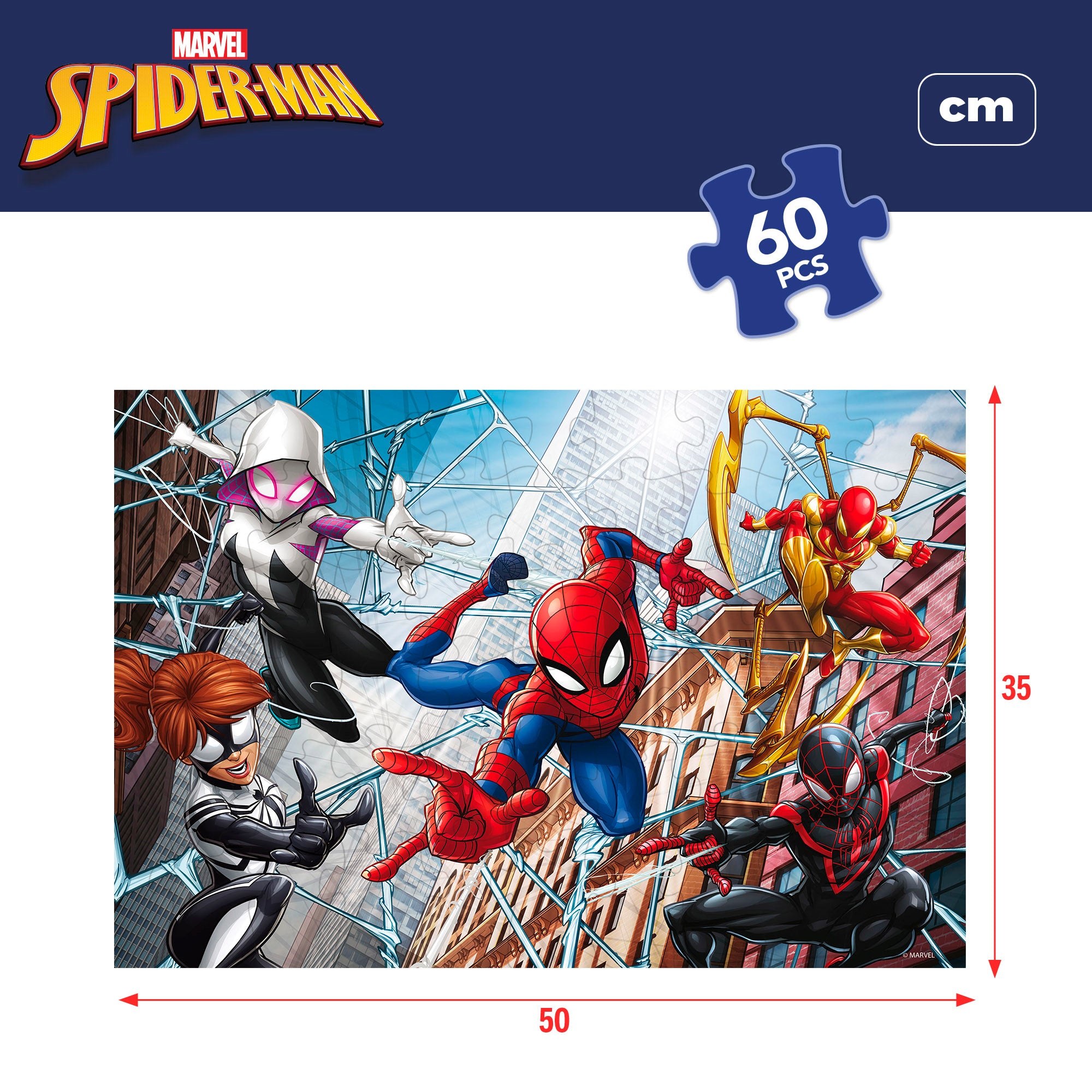 Marvel Spider-Man Puzzle doble cara para colorear 60 piezas