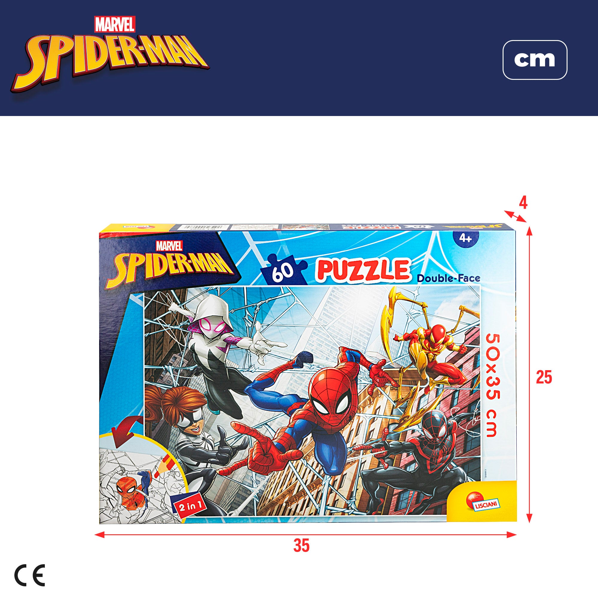 Marvel Spider-Man Puzzle doble cara para colorear 60 piezas