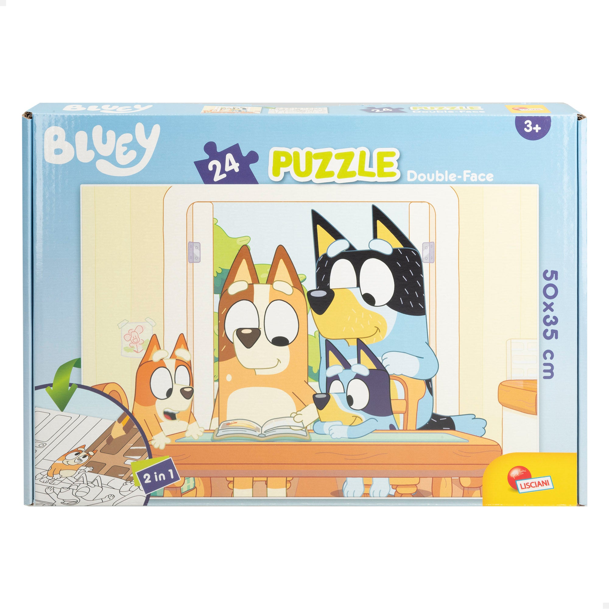 Bluey Puzzle doble cara para colorear 24 piezas grandes