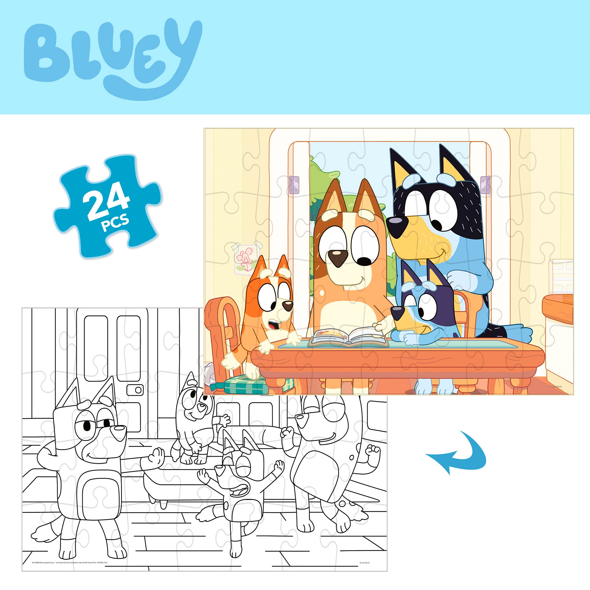 Bluey Puzzle doble cara para colorear 24 piezas grandes