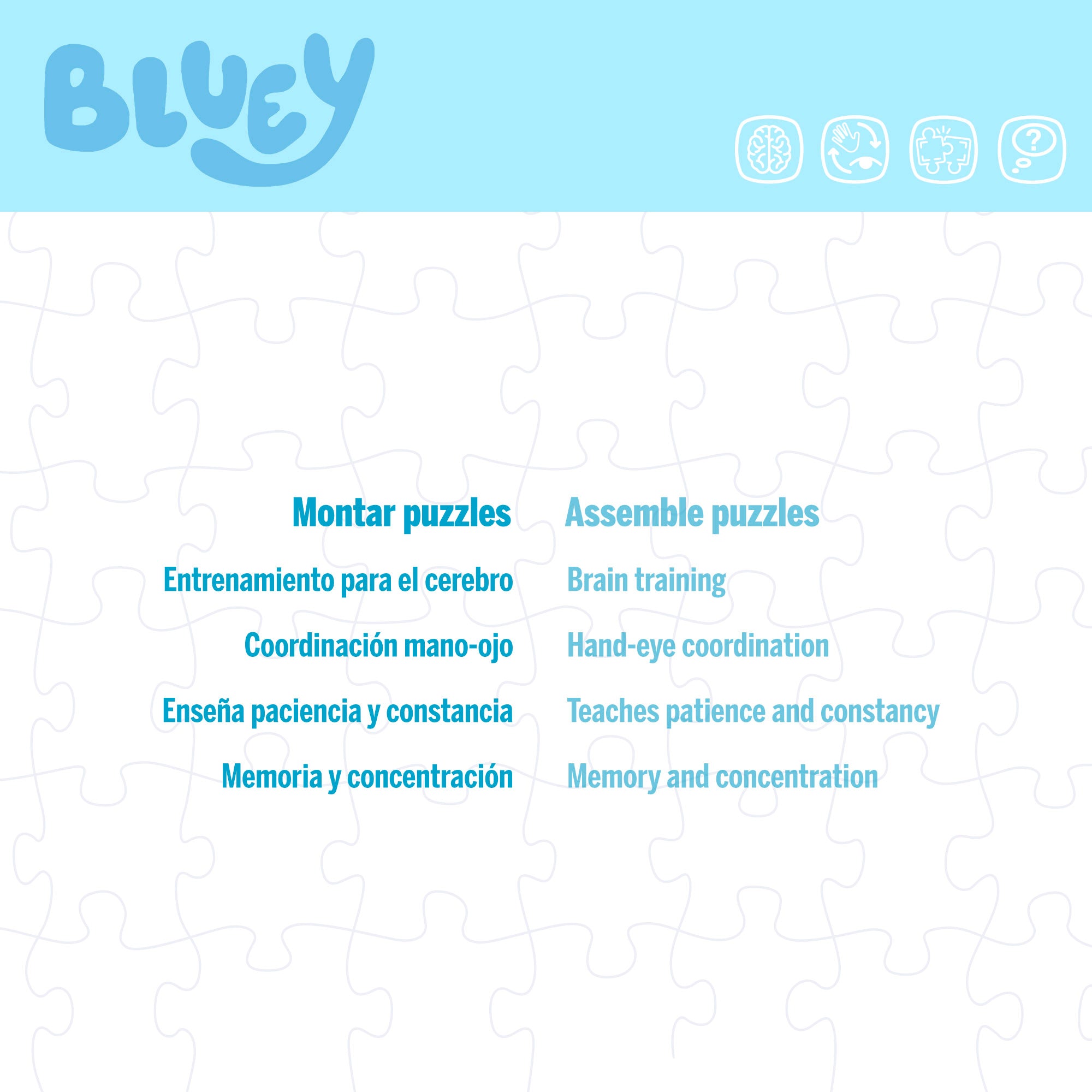 Bluey Puzzle doble cara para colorear 24 piezas grandes